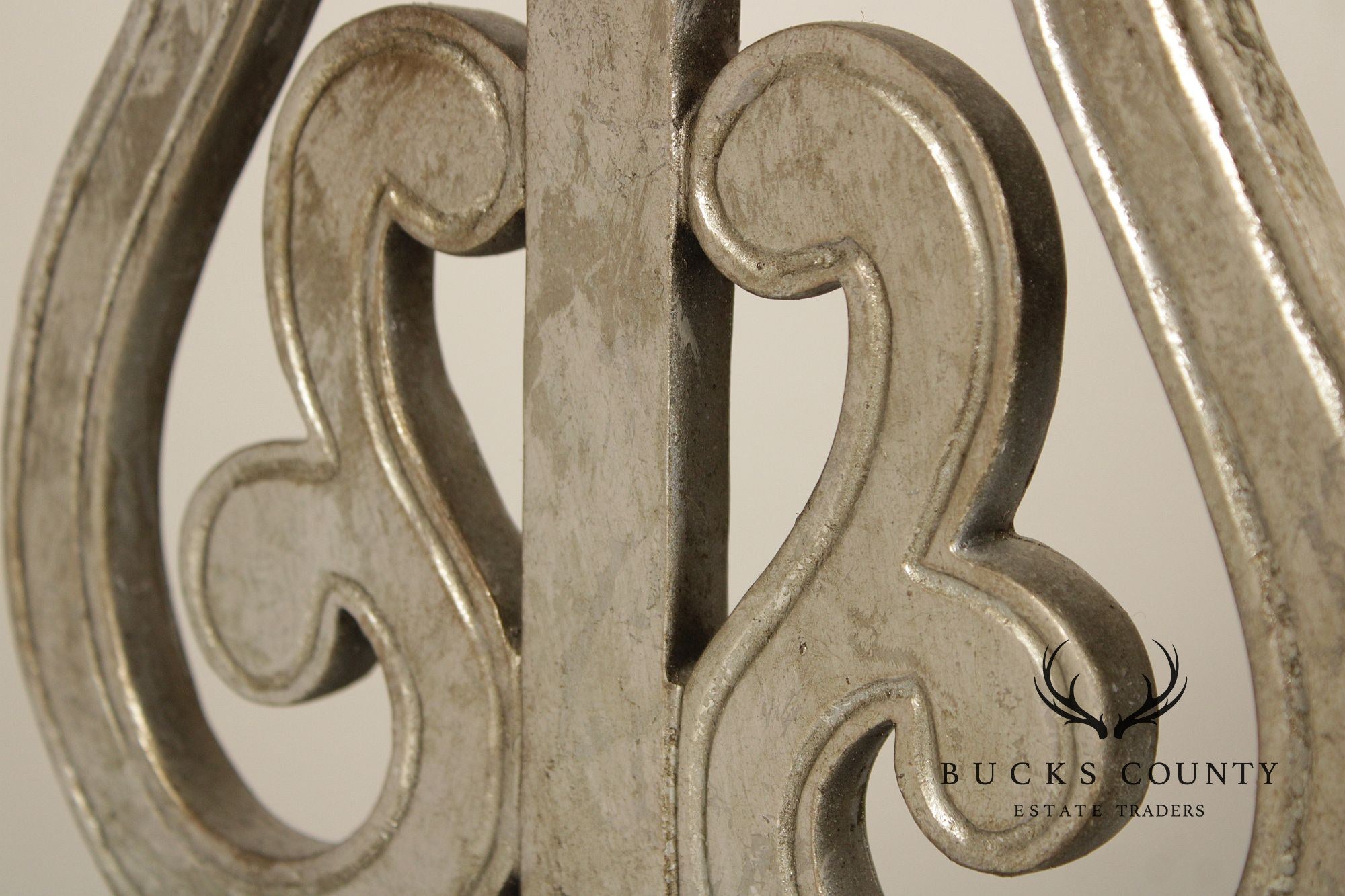 Traditional Pair of Silver Painted Table Lamps