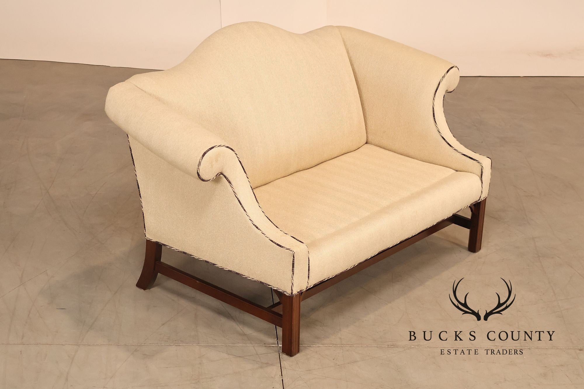 Ethan Allen Vintage Chippendale Style Upholstered Loveseat