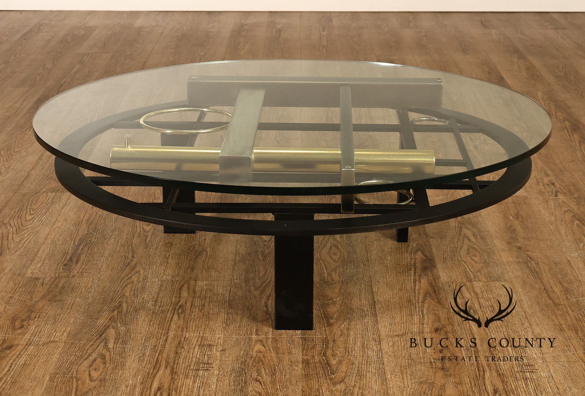 DIA Post Modern Round Glass Top Sculptural Coffee Table