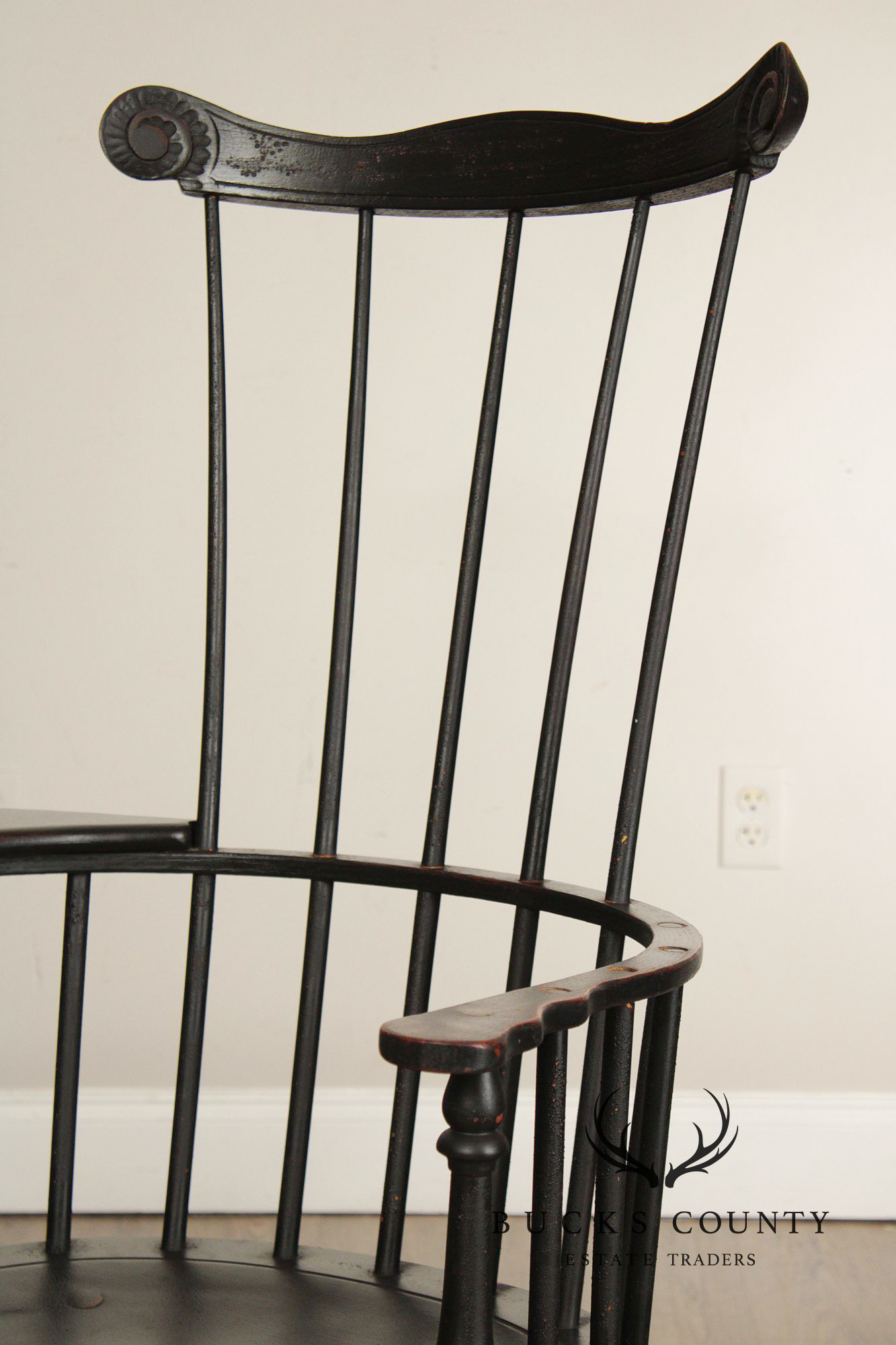 Quality Antique Reproduction Black Painted Writing Arm Windsor Chair