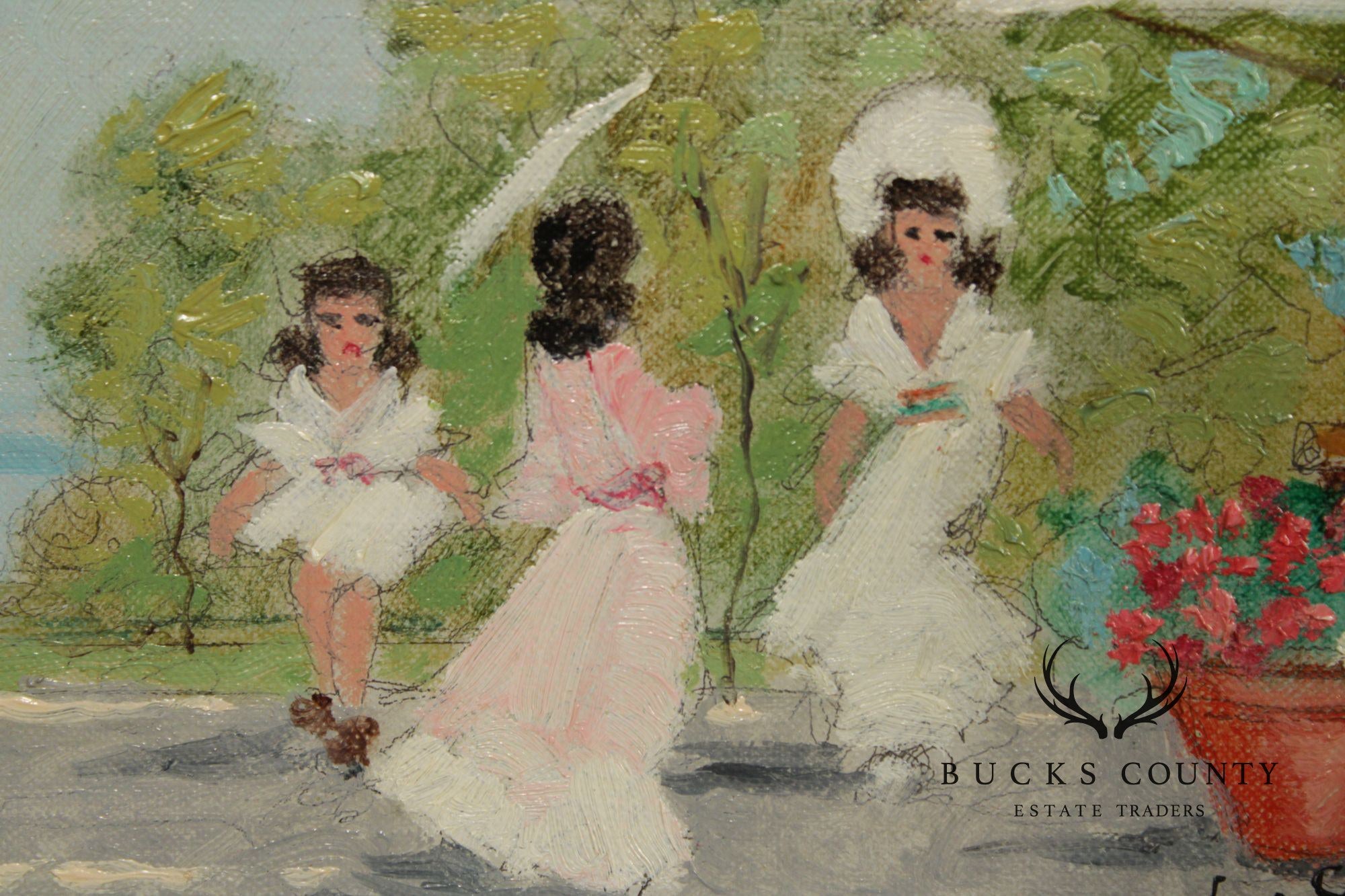 'Luigi Cagliani' Set Of 3 Small Oil Paintings In Heavy Gold Frames