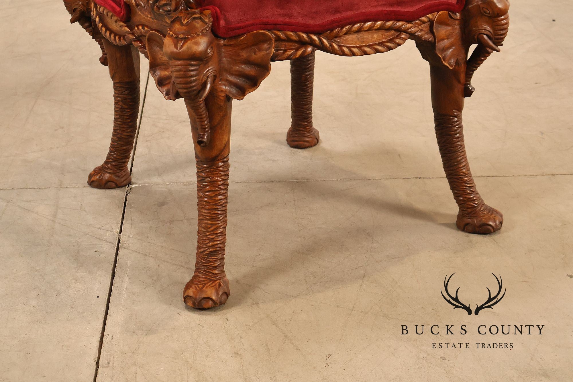 Anglo-Indian Set Of Four Carved Elephant Armchairs