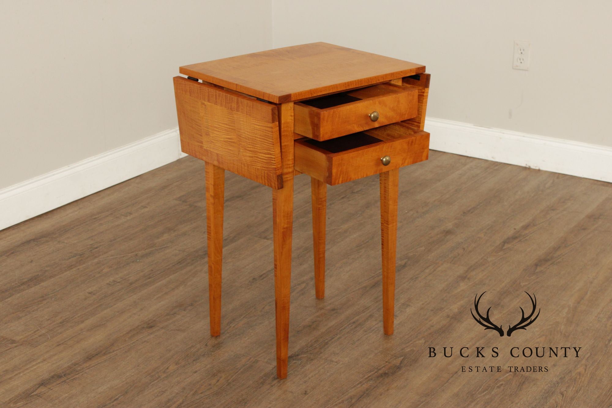 Federal Style Tiger Maple Pembroke Side Table