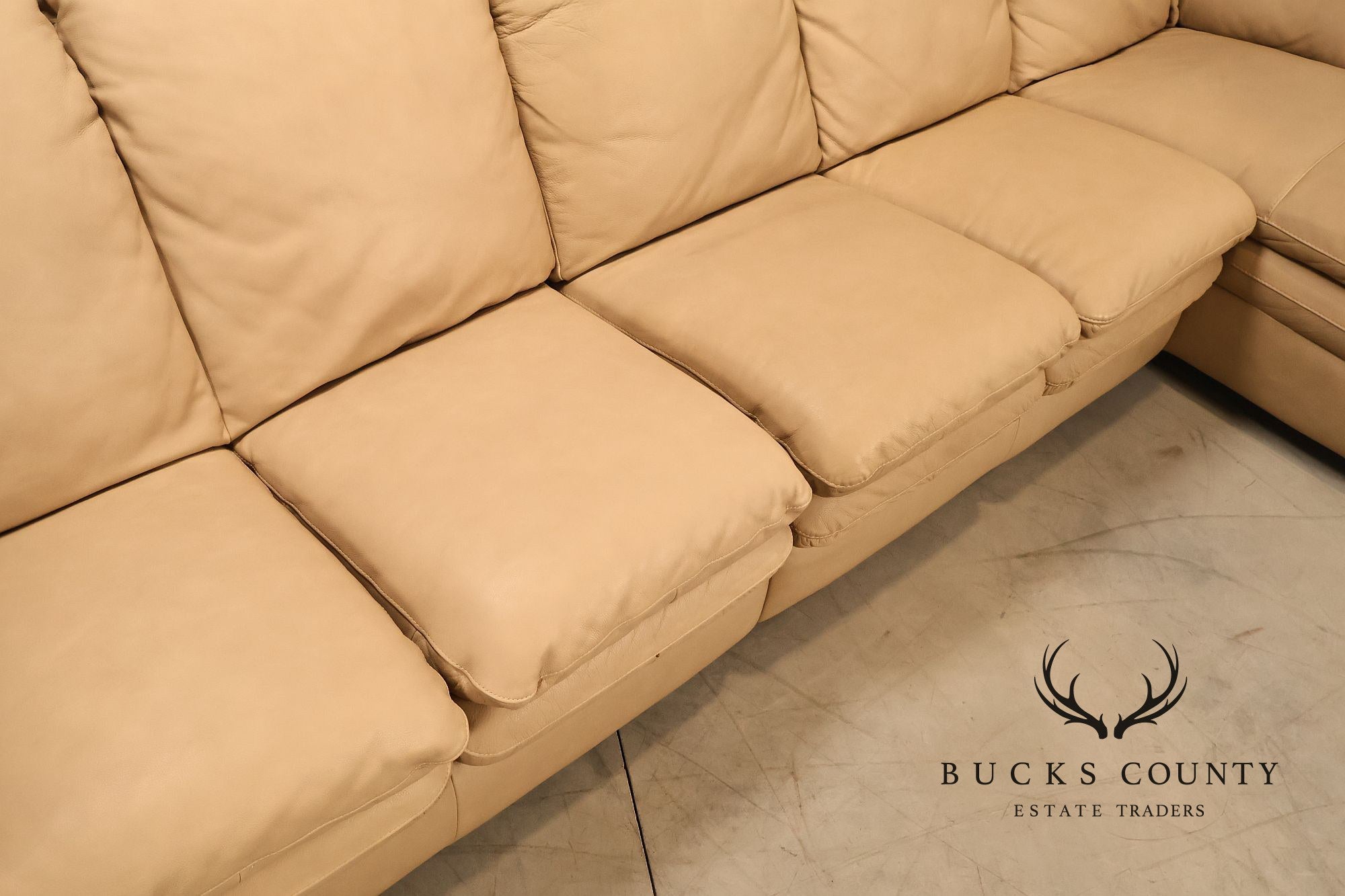 Italian Made Leather Sectional Sofa With Chaise