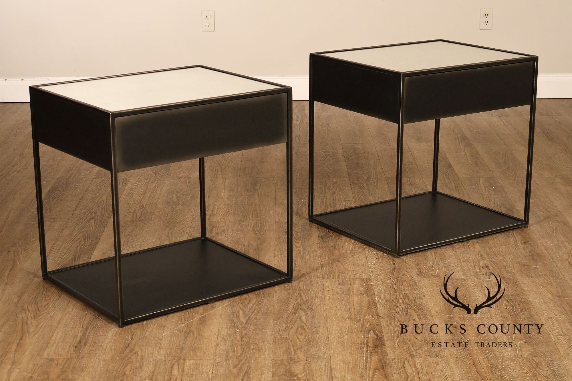 Restoration Hardware Pair Of Gramercy Mirrored End Tables