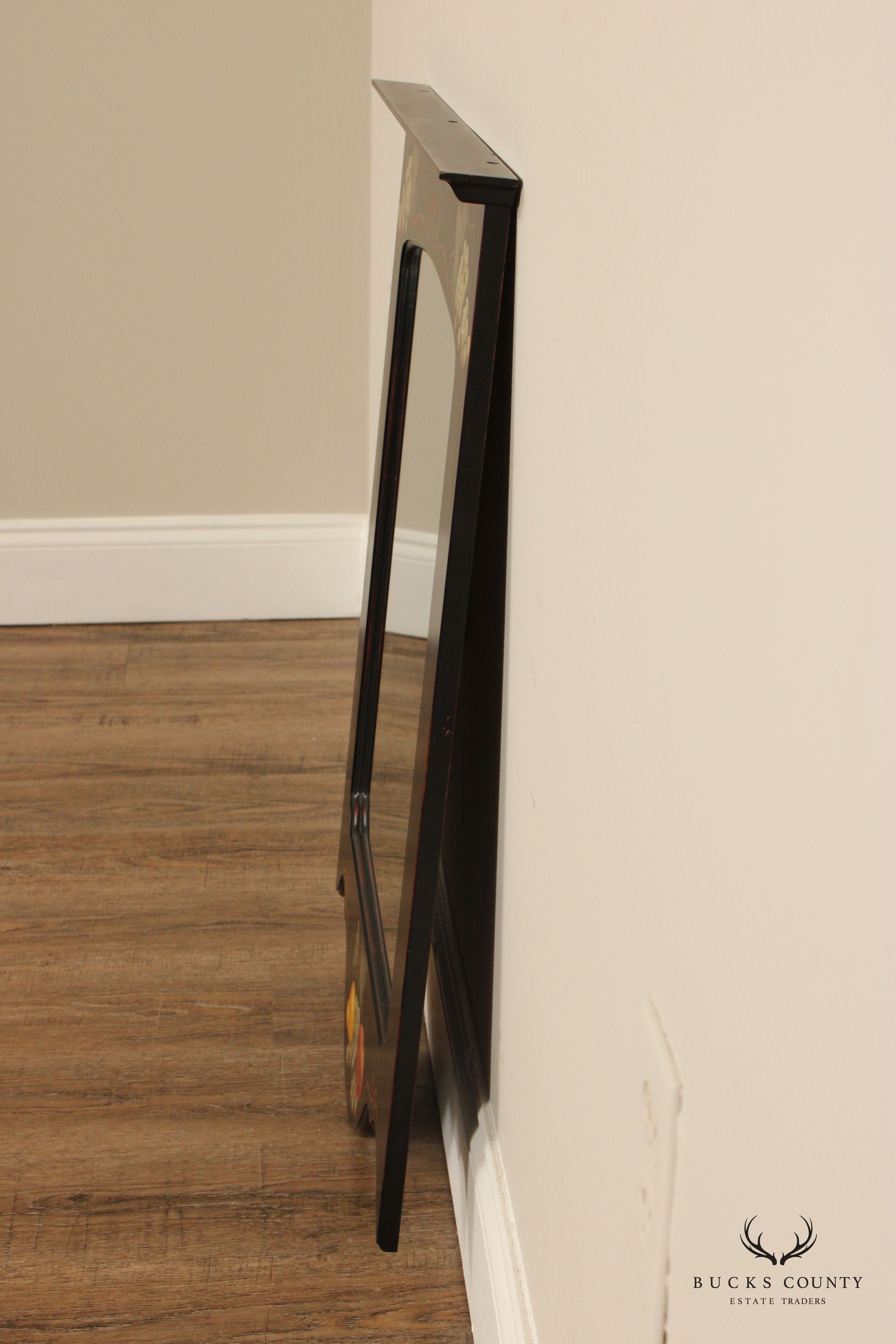 Painted Black Fruit Motif Wall Mirror