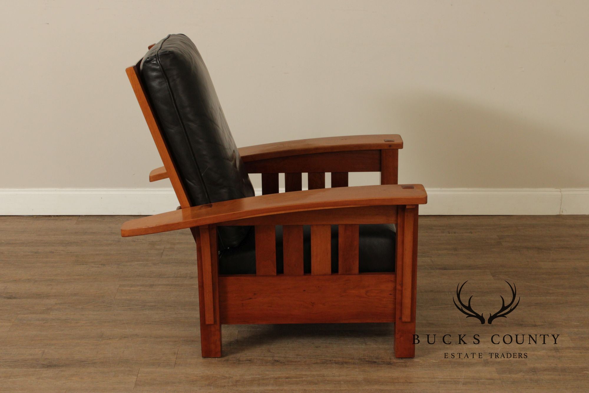 Stickley Mission Collection Bow Arm Morris Chair and Ottoman