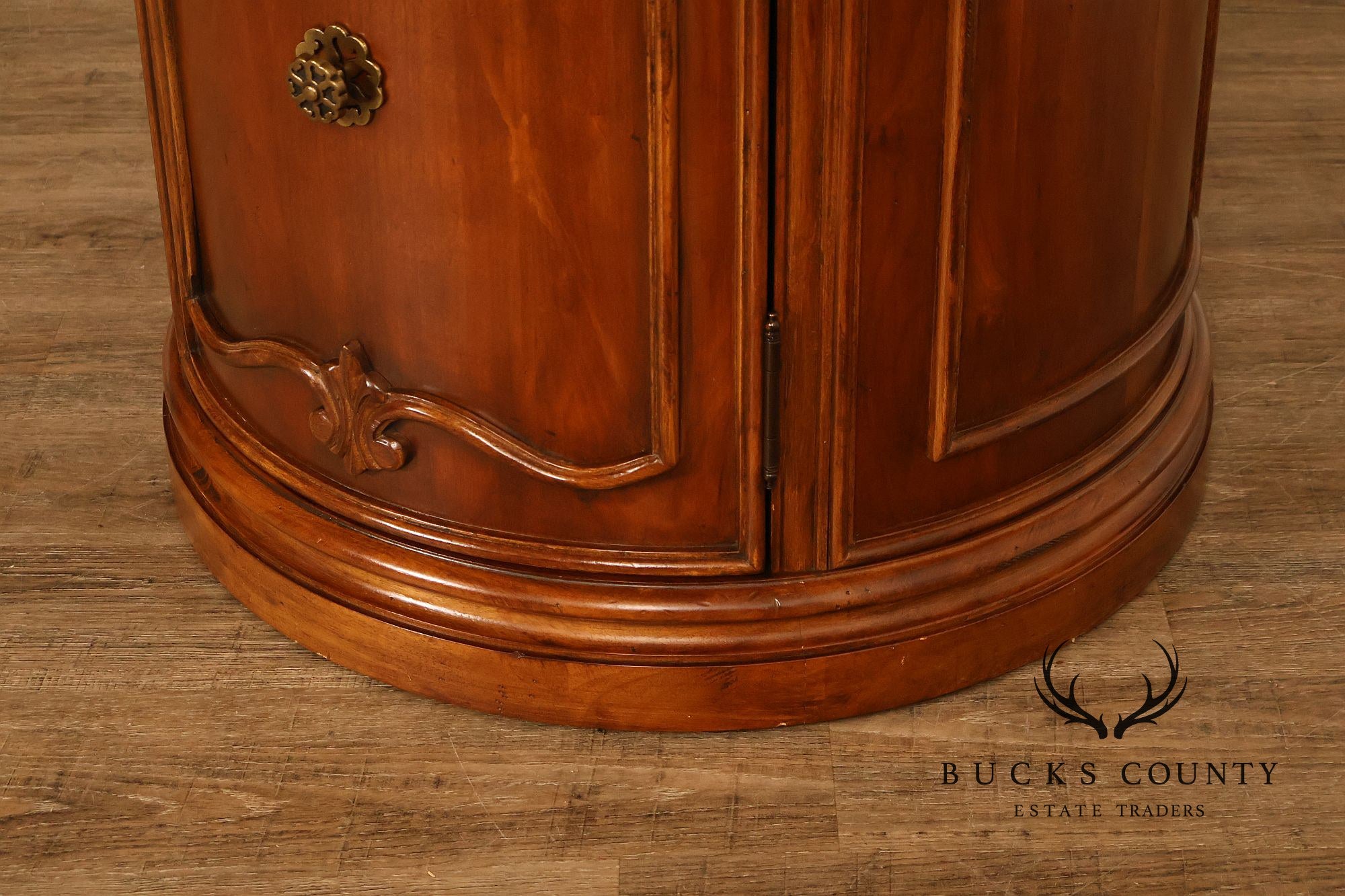 Bernhardt French Regency Style Marble Top Round Cabinet Drum Table