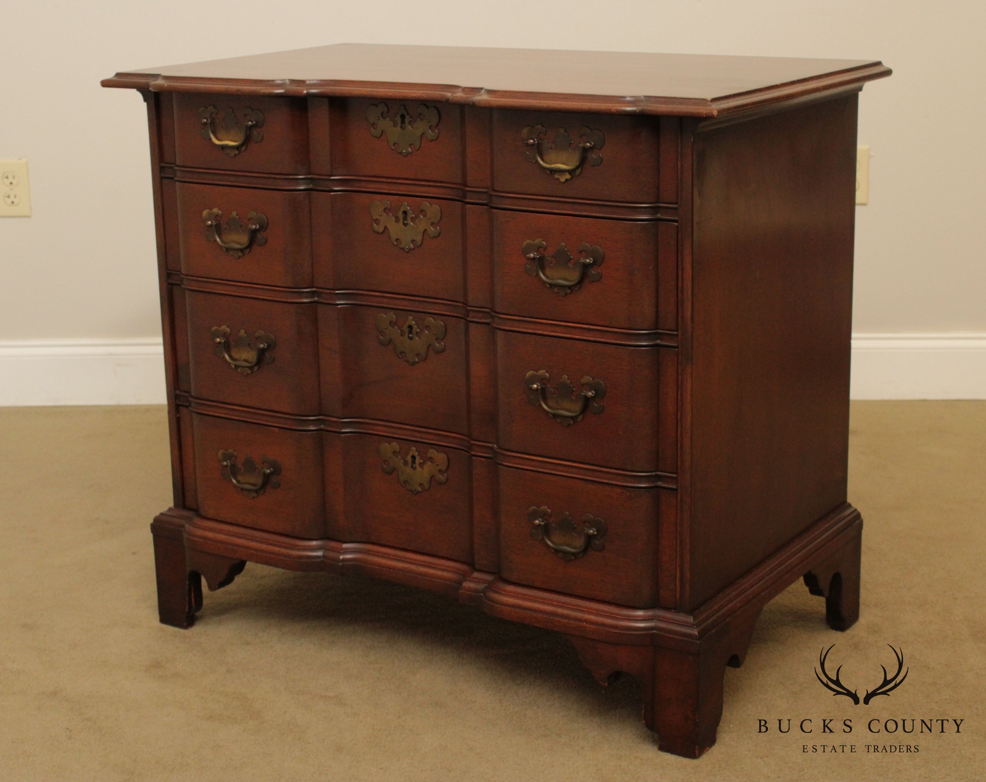 Colonial Mfg. Co. Edison Institute Museum Reproduction Chippendale Mahogany Block Front Chest