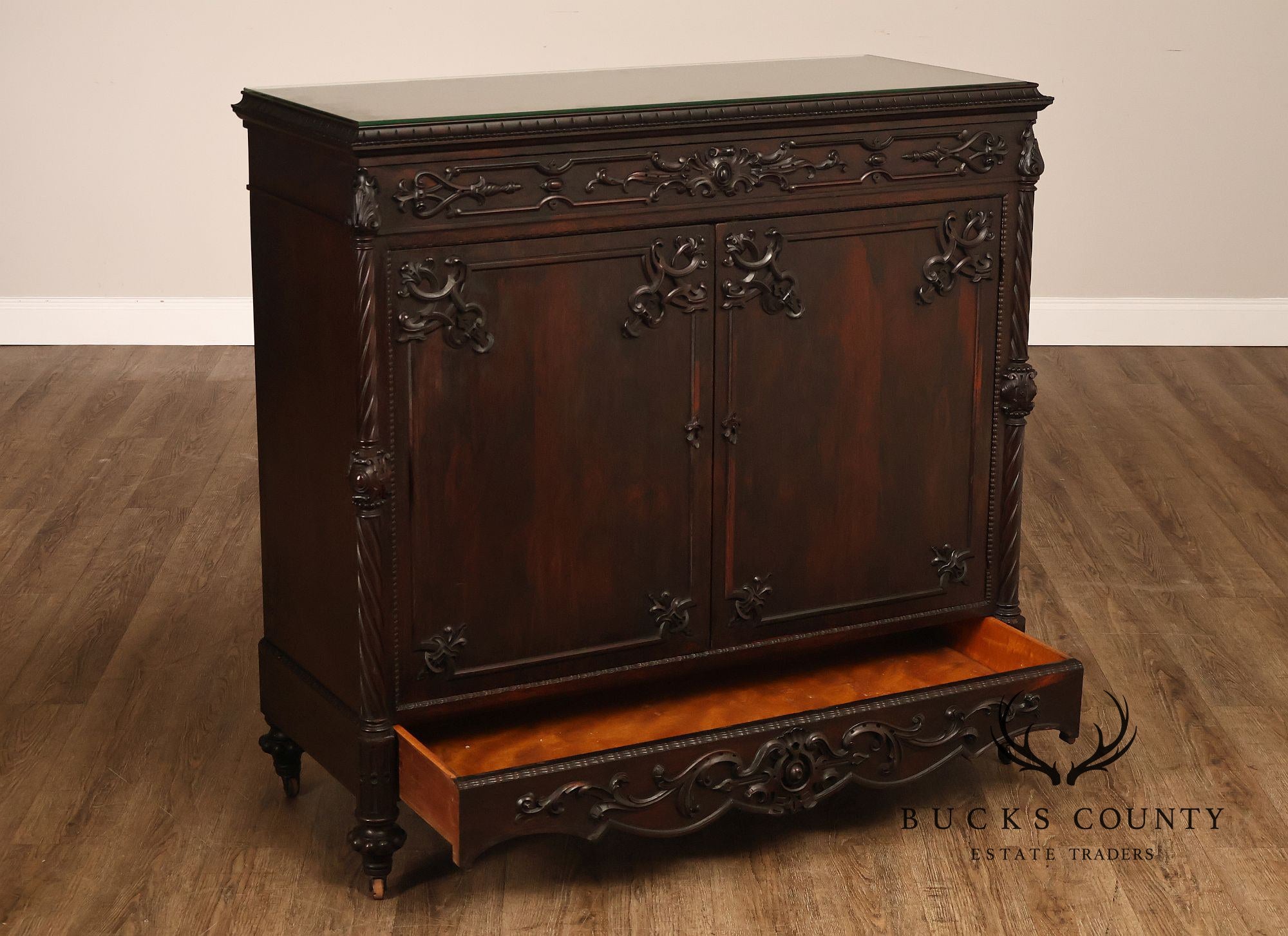 Antique Victorian Rosewood Carved Server