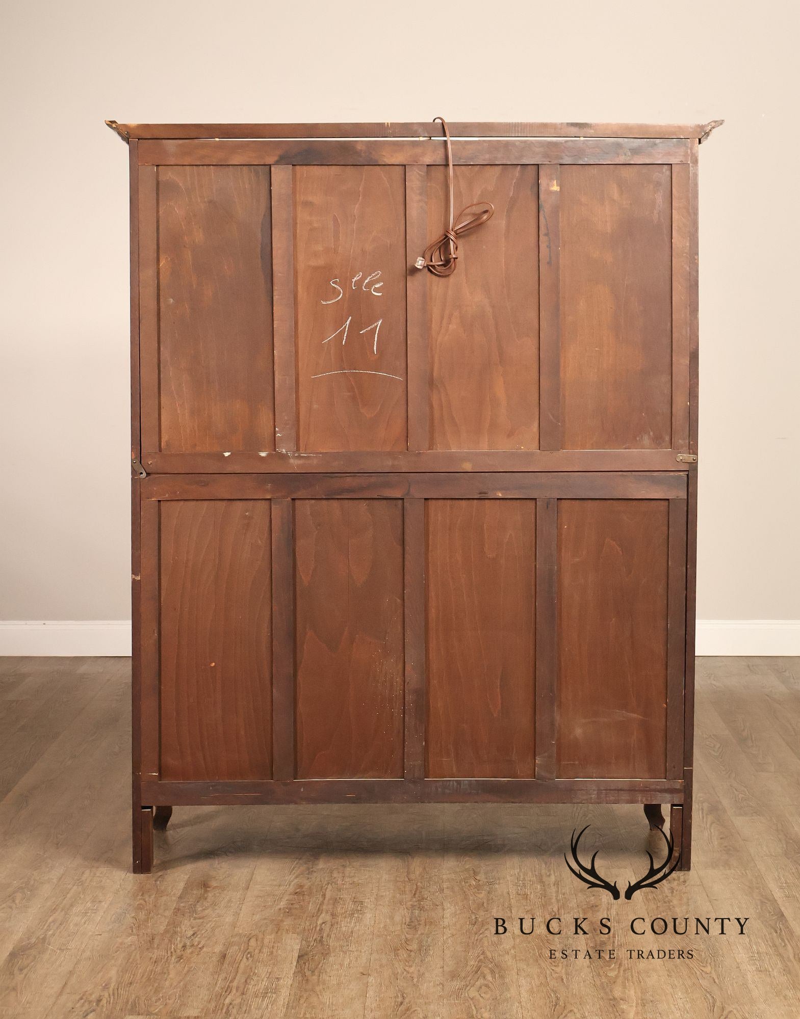 French Country Louis XV Style Vintage Oak China Display Cabinet