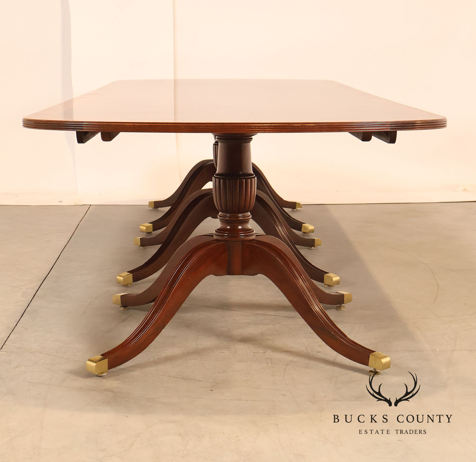 Councill Regency Style Triple Pedestal Mahogany 12' Dining Table