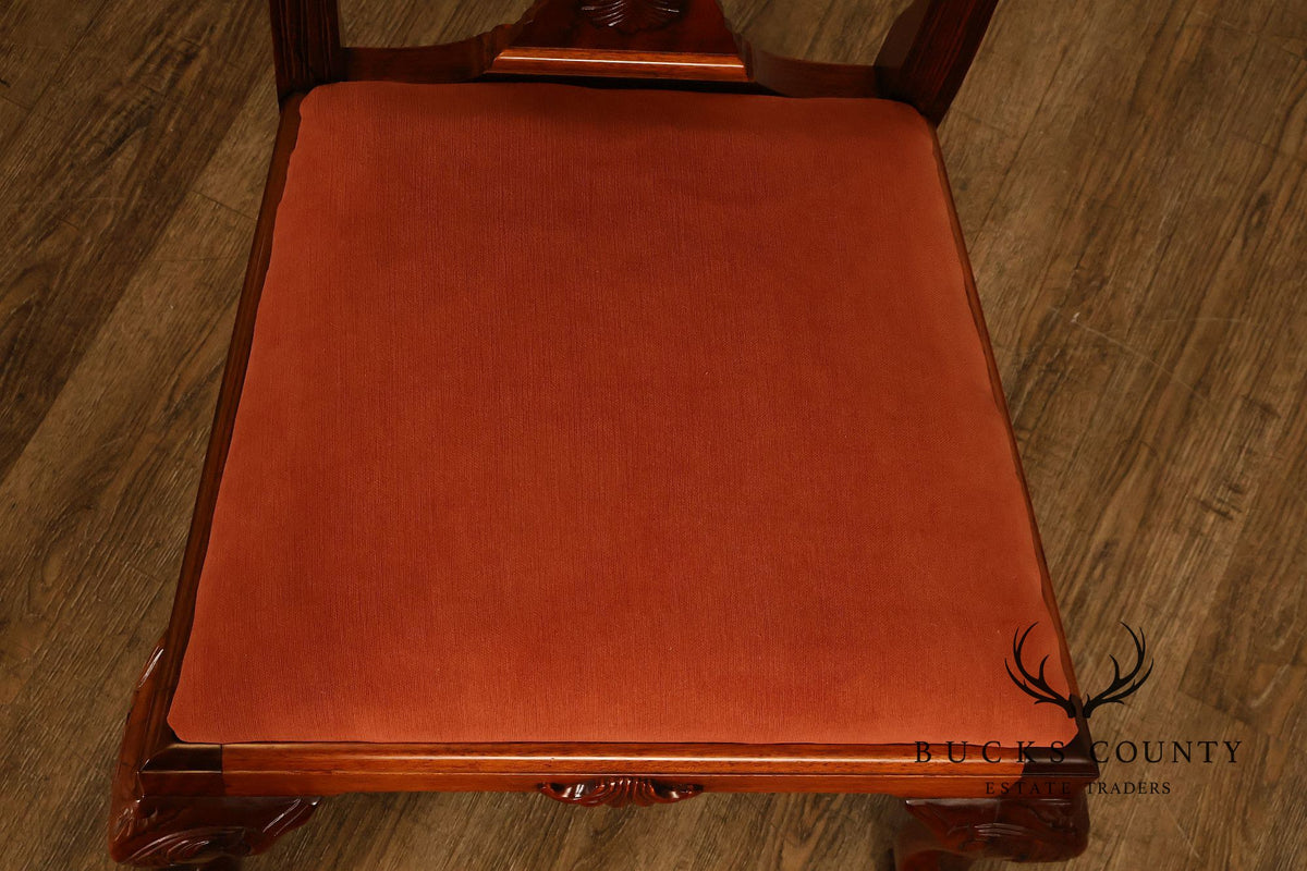 Chippendale Style Set Of 4 Carved Mahogany Side Dining Chairs