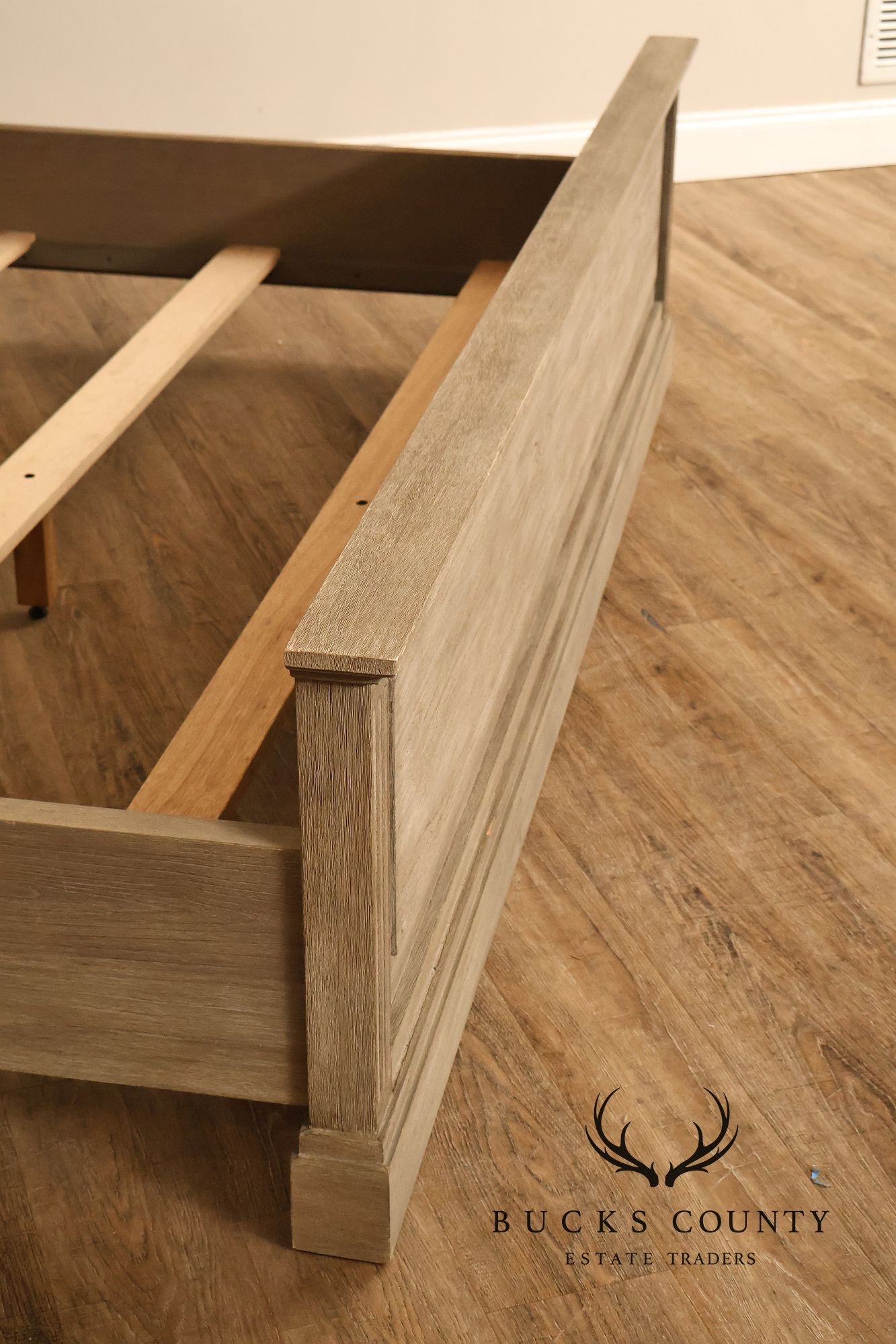 Natural Rustic Gray Finished King Size Country Style Panel Bed Frame