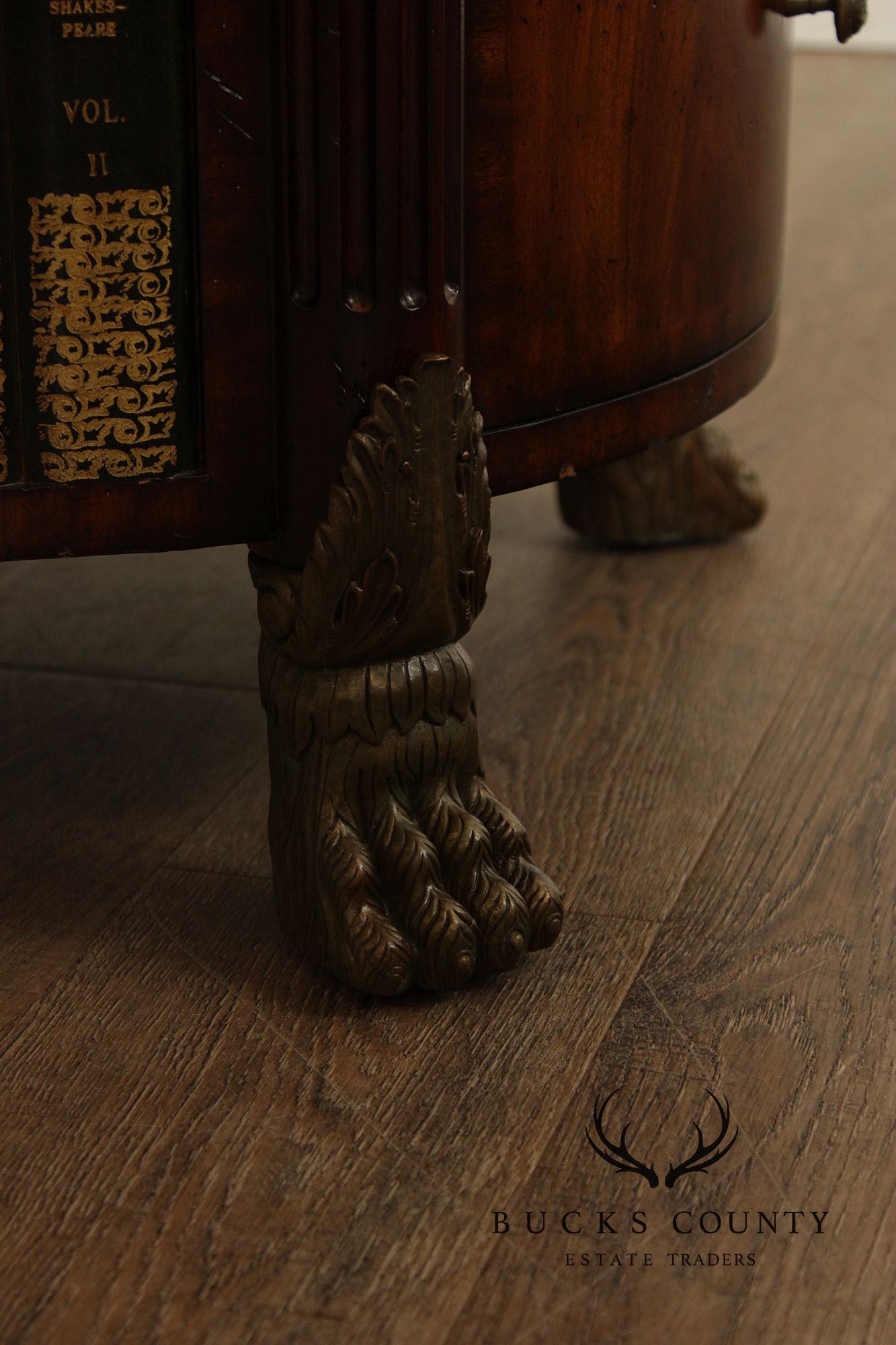 Maitland-Smith Regency Style Mahogany Faux Book Drum Table