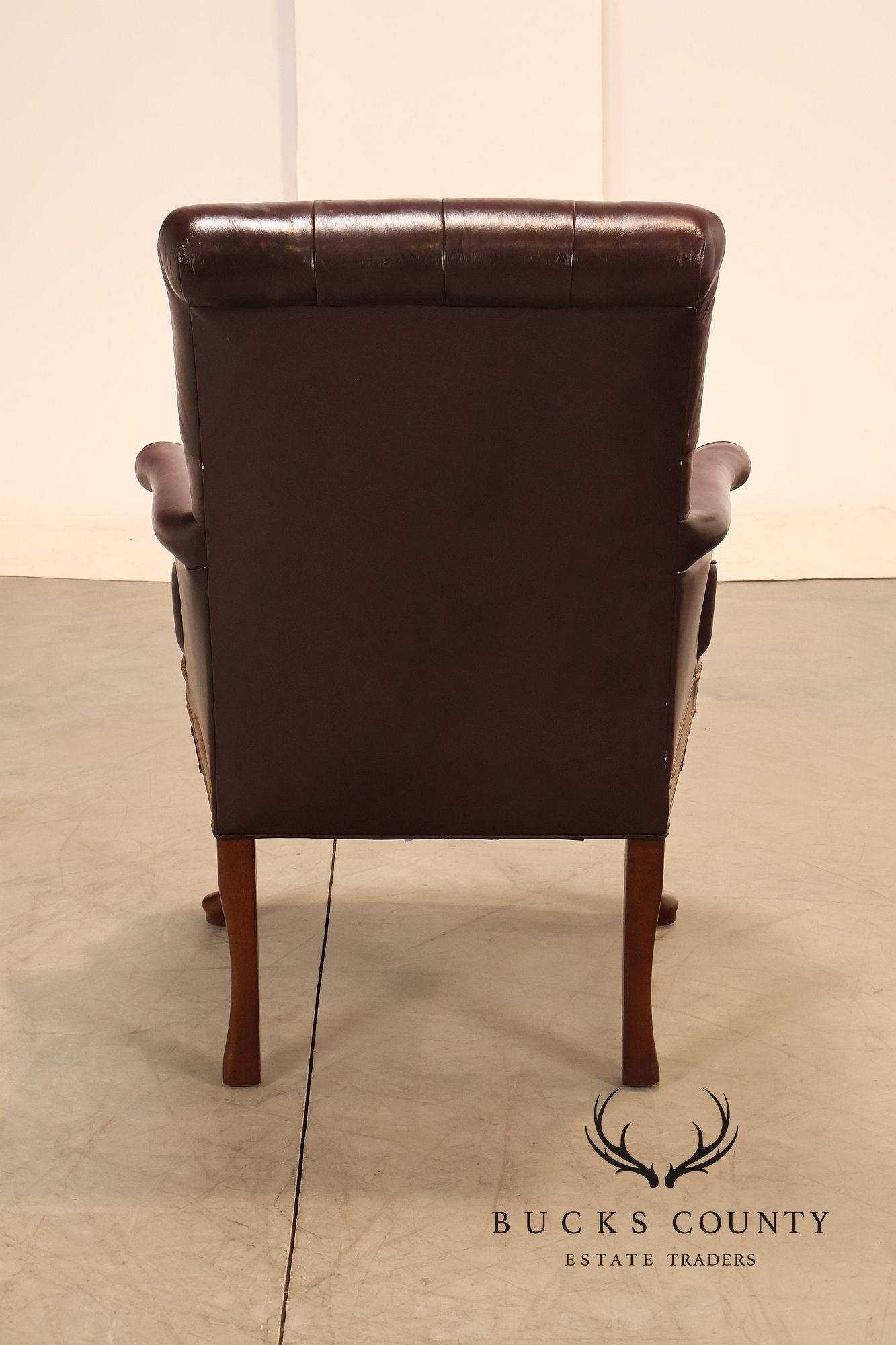 Hancock & Moore Pair of Tufted Leather and Mahogany Armchairs