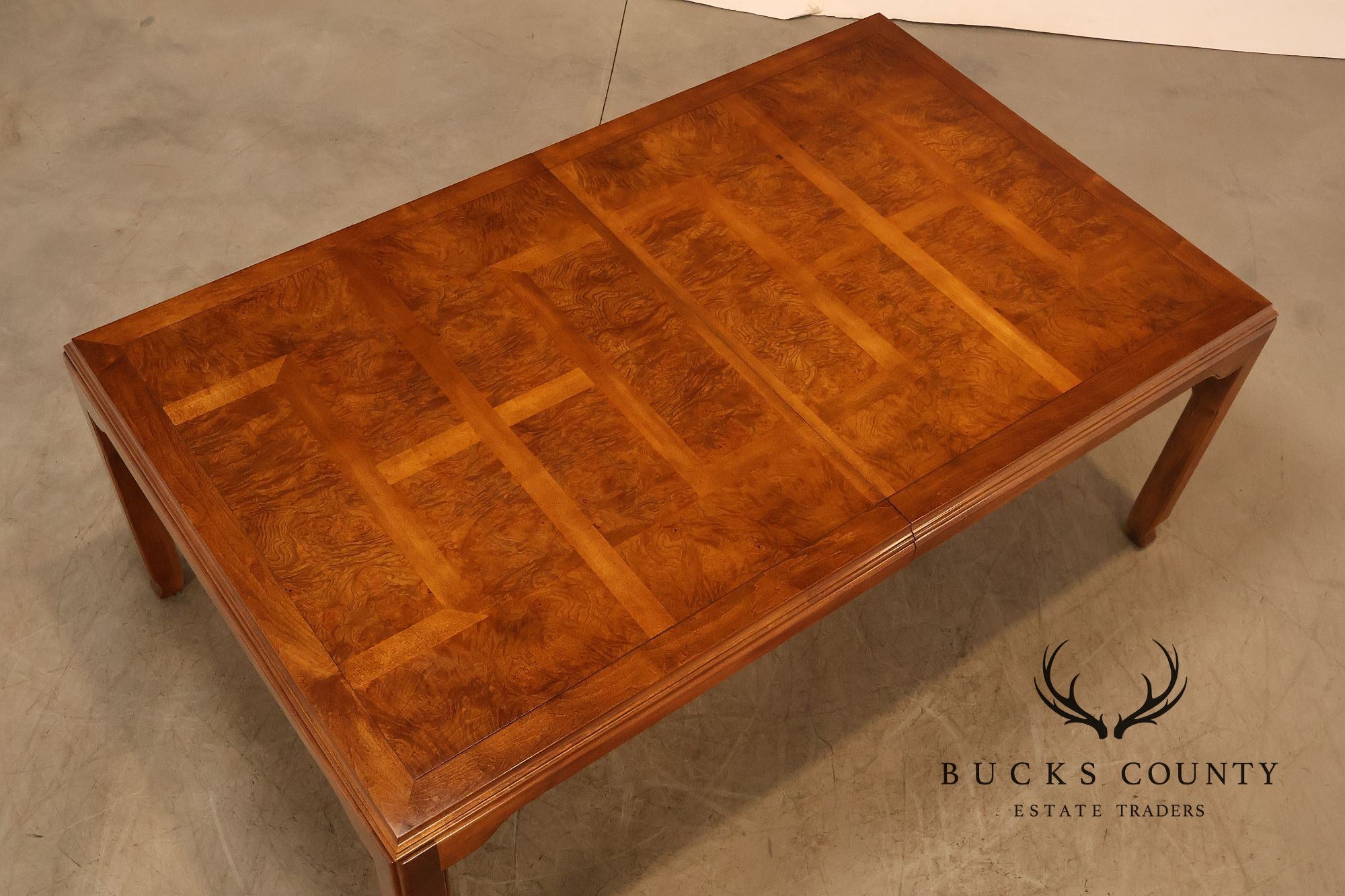 Century Furniture Chin Hua Burl Wood Parsons Expandable Dining Table