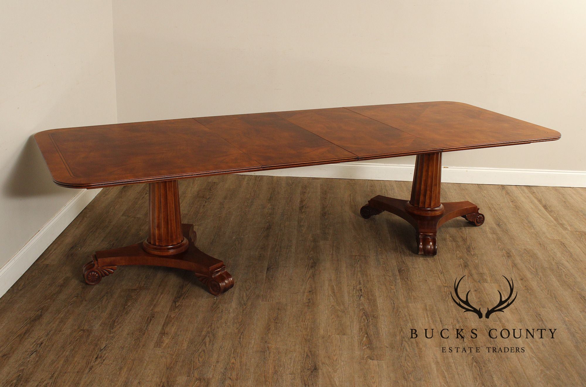 Empire Style Double Pedestal Mahogany Dining Table