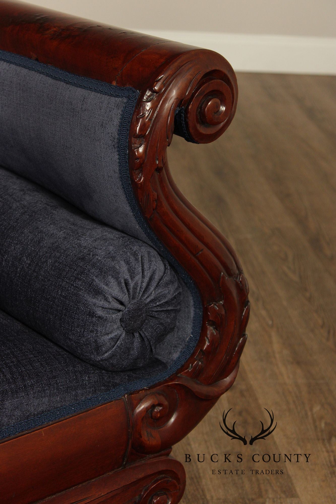 Antique American Carved Mahogany Classical Empire Sofa