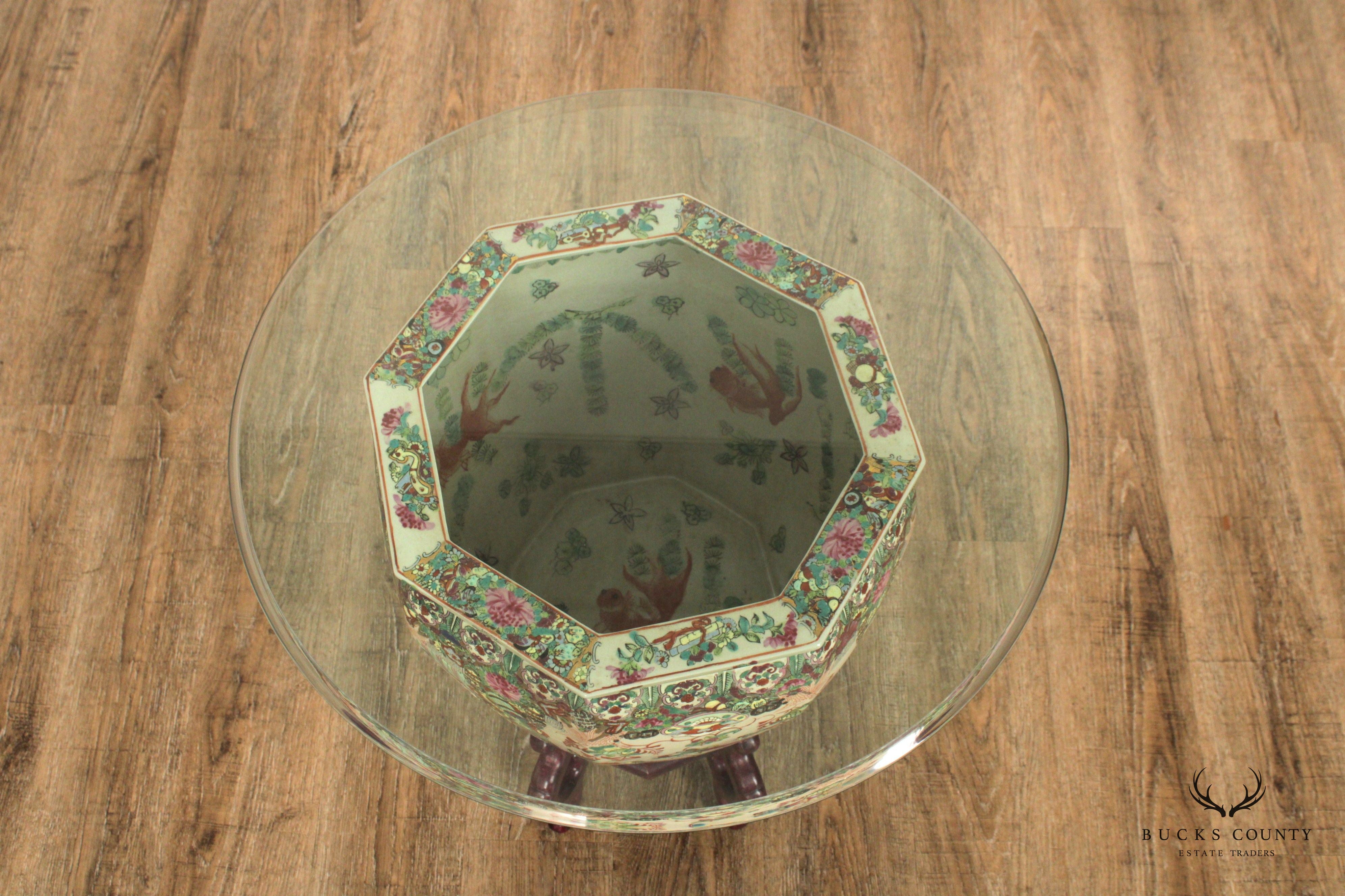 Chinese Famille Rose Enameled Porcelain Fishbowl Planter