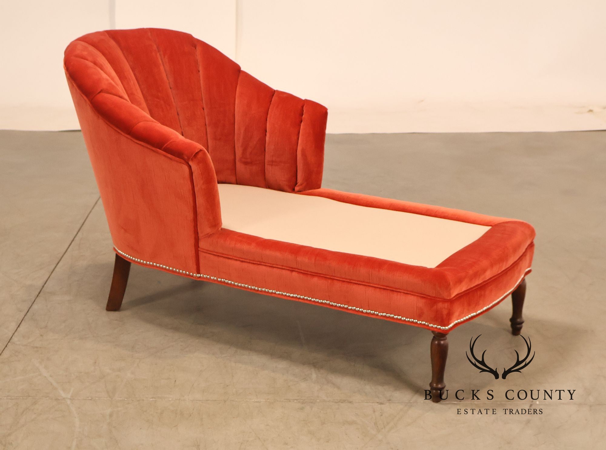 Vintage Channel Back Upholstered Chaise Lounge