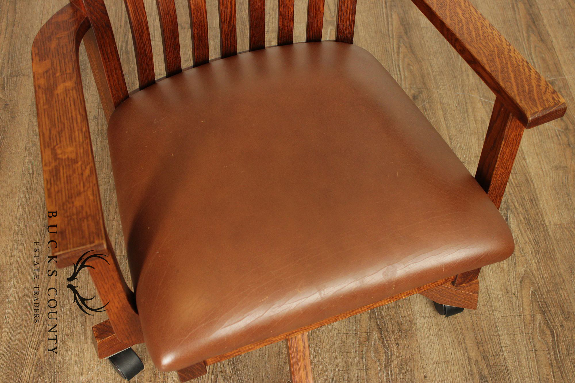 Mission Style Custom Quality Oak and Leather Executive Office Chair