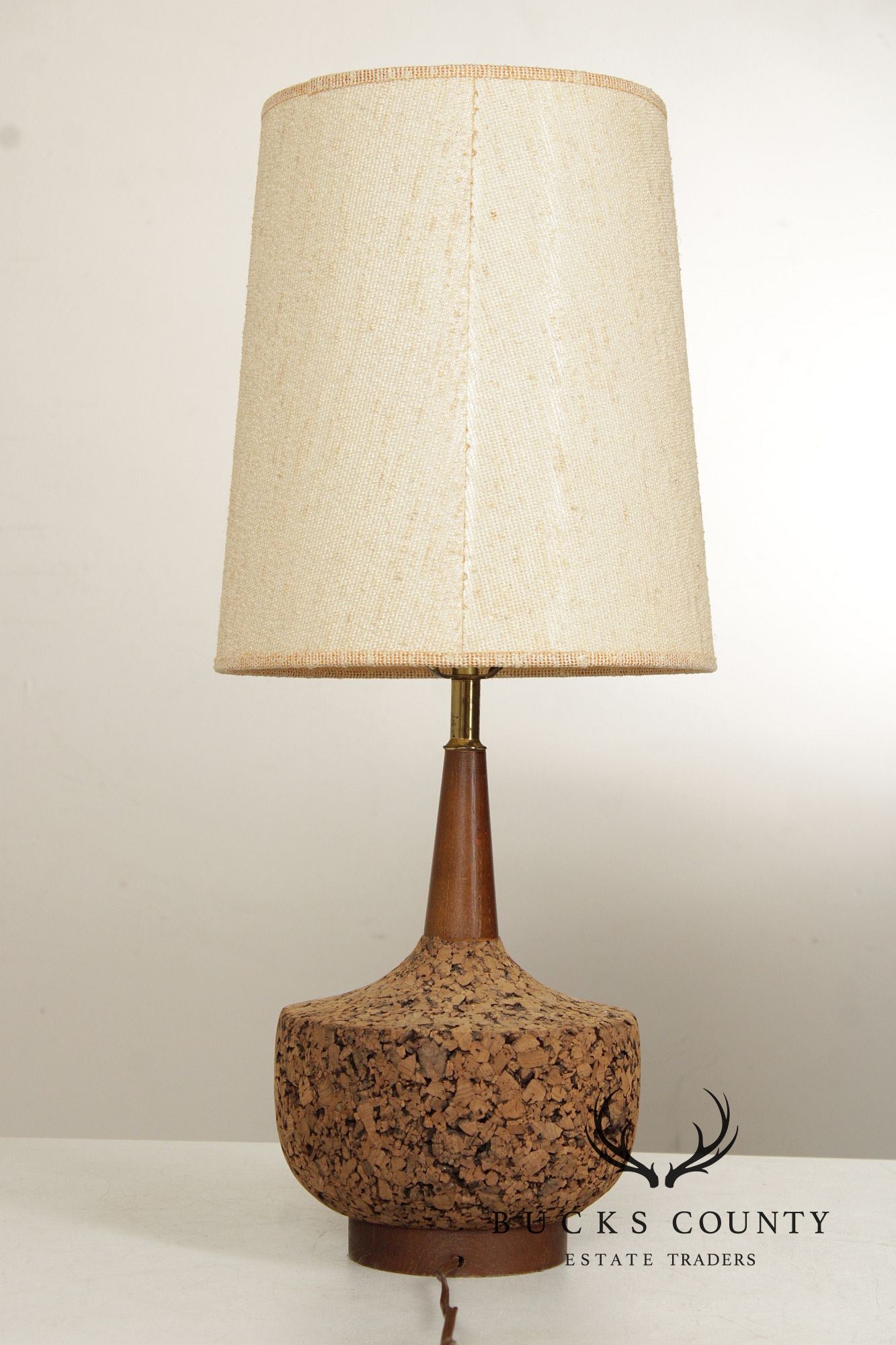 Mid Century Modern Cork Table Lamp