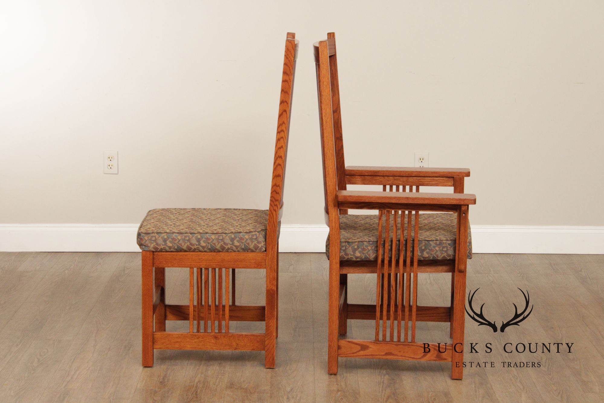 Mission Style Custom Quality Set Of Six Oak Spindle Dining Chairs