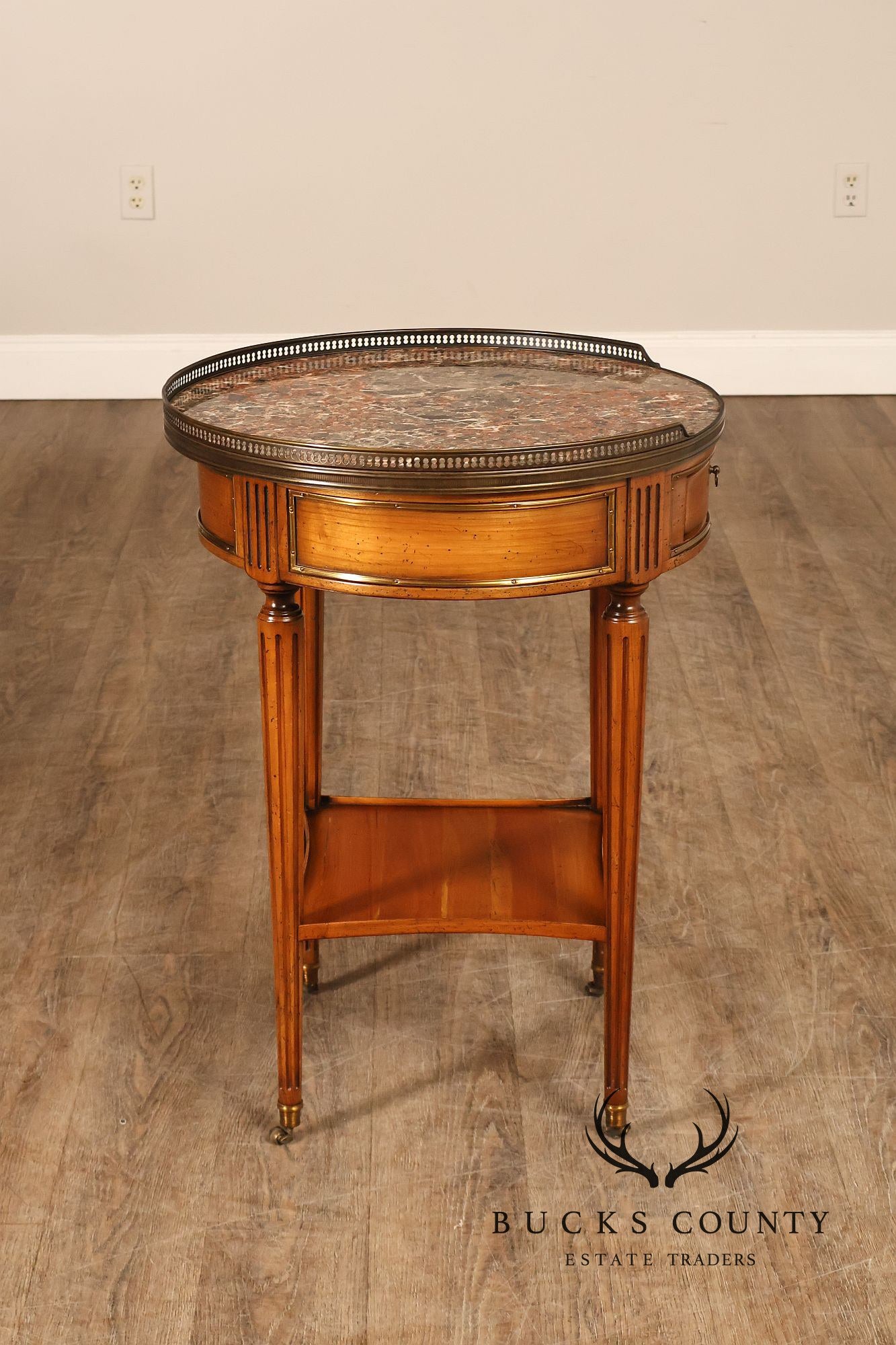 De Bournay French Louis XVI Style Round Marble Top End Table
