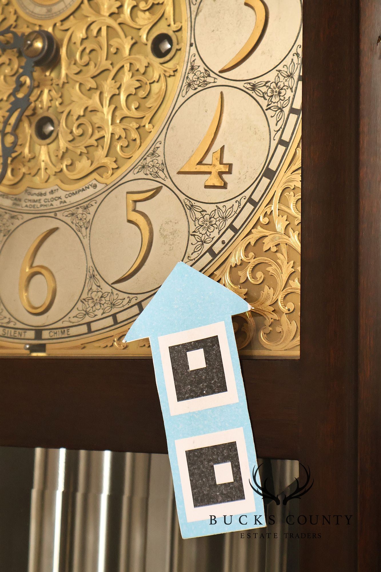 American Chime Clock Co Nine Tube Grandfather Clock with Moon Dial and Westminster Chime Movement