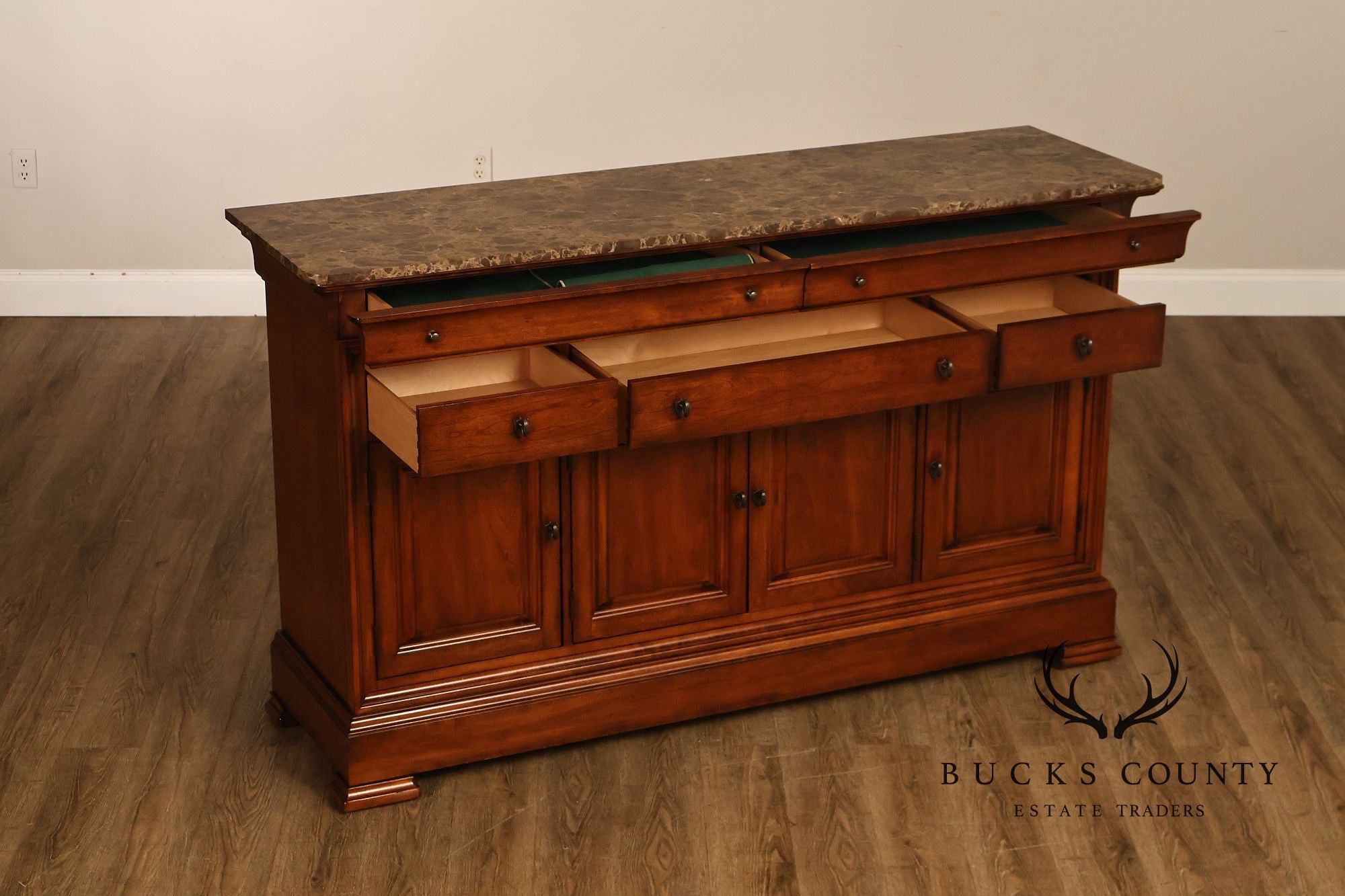 Thomasville King Street Collection Marble Top Four Door Credenza
