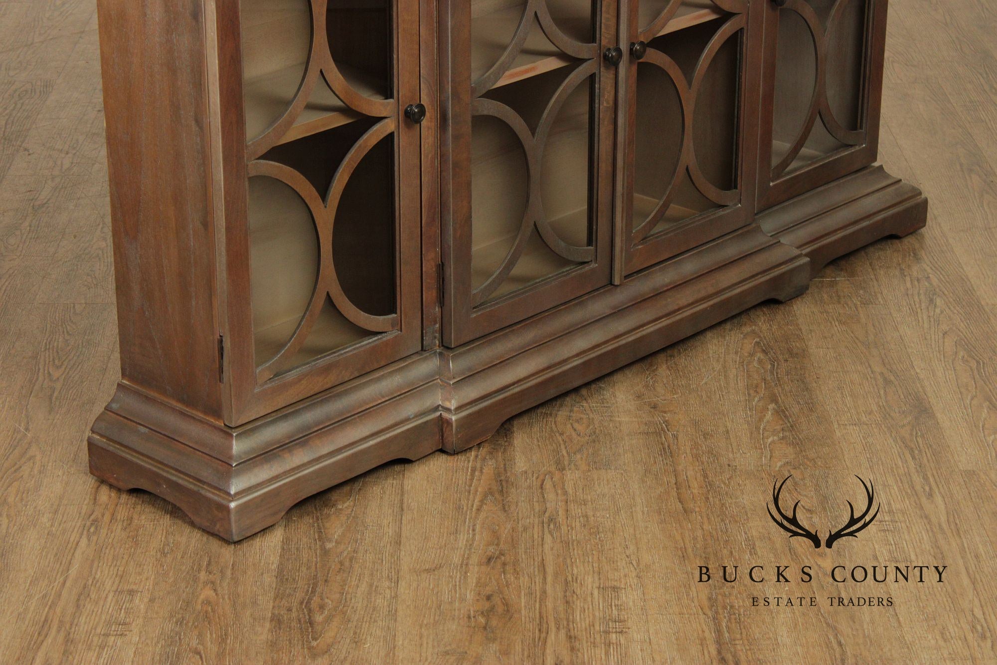 Uttermost Transitional Style Narrow Four Door Glass Front Cabinet