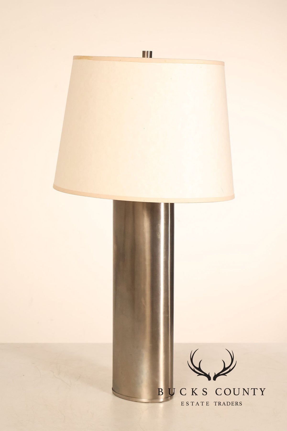 Comfort Co. Modernist Pair of Cylindrical Metal Table Lamps