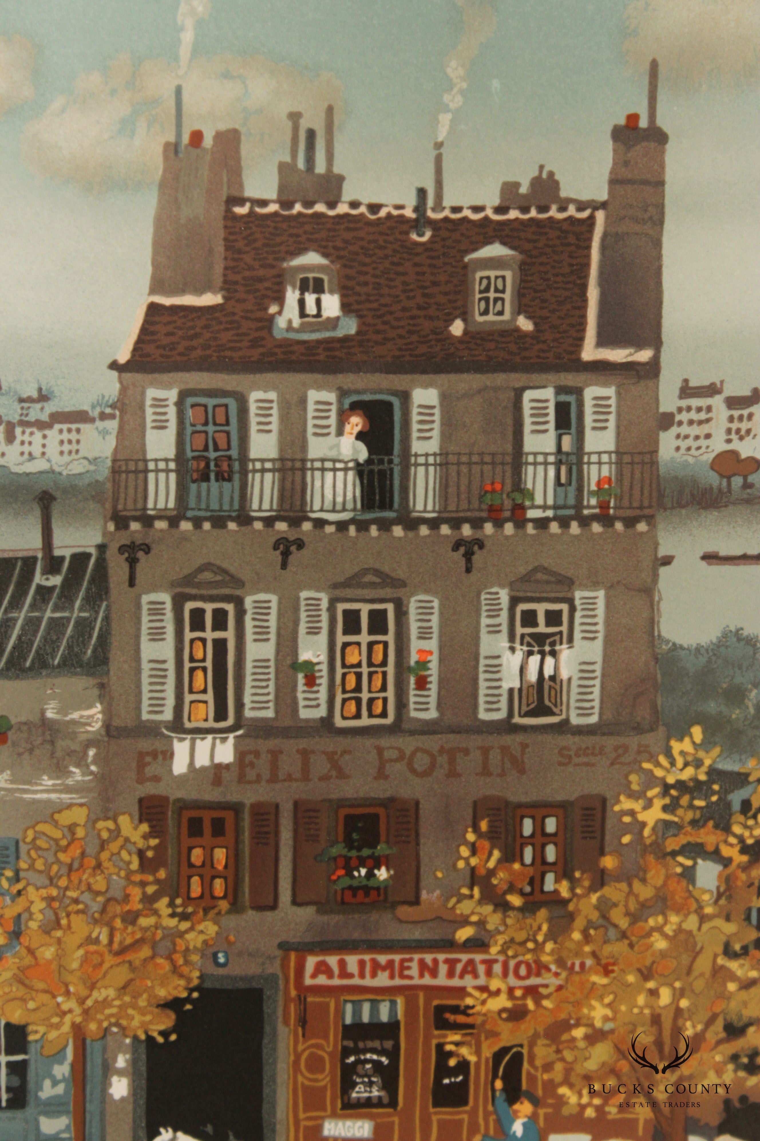 Michel Delacroix 'Marchand de Farine' Framed Numbered Lithograph