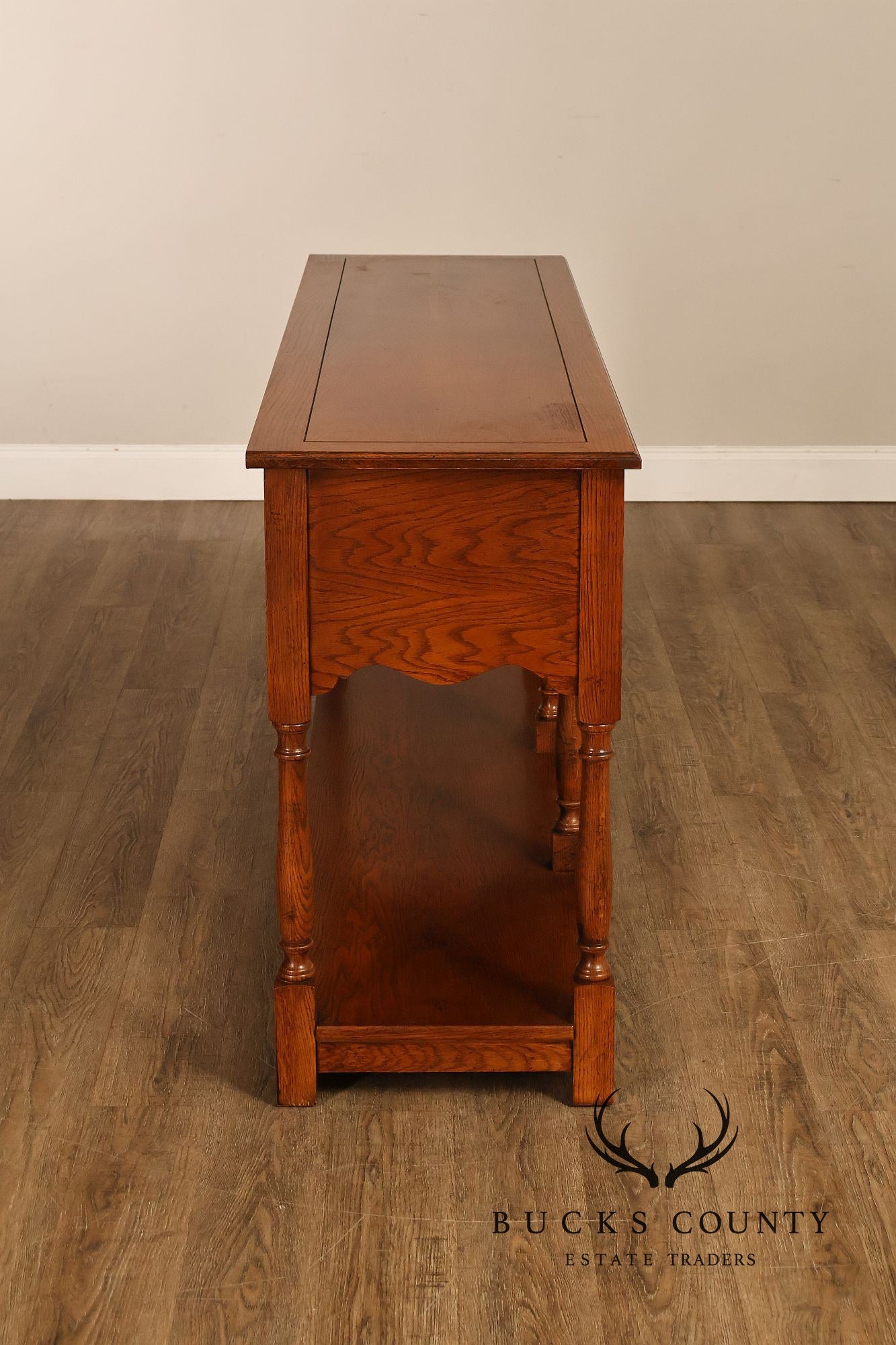Hickory Chair Company Oak Three Drawer Console Sofa Table