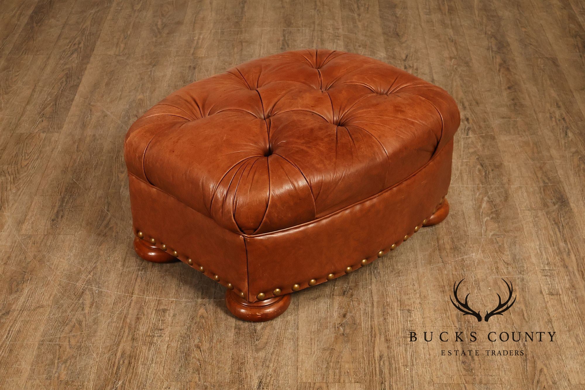 La-Z-Boy Tufted Leather Recliner Chair and Ottoman