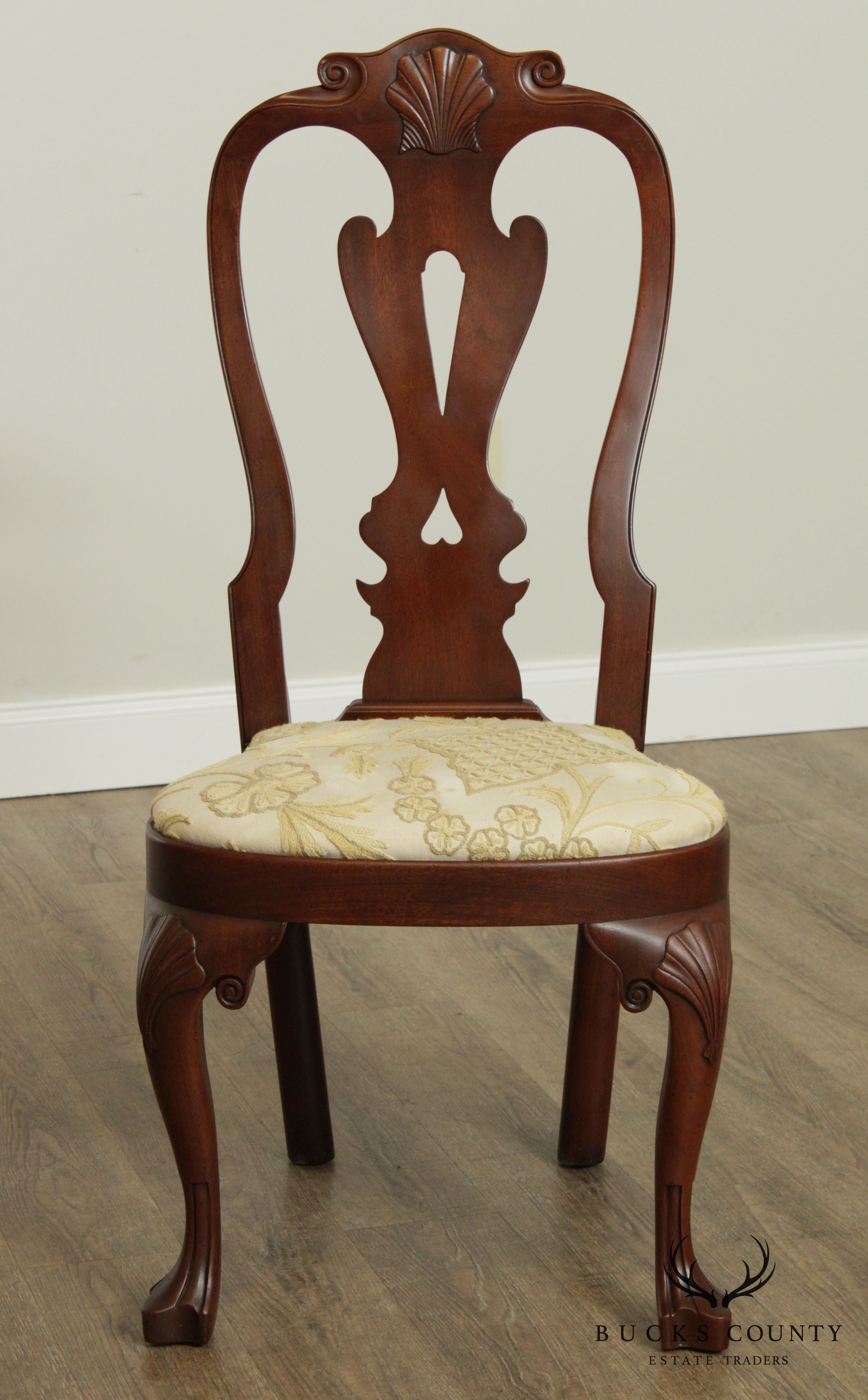 Kittinger Colonial Williamsburg Mahogany Set 6 Queen Anne Dining Chairs