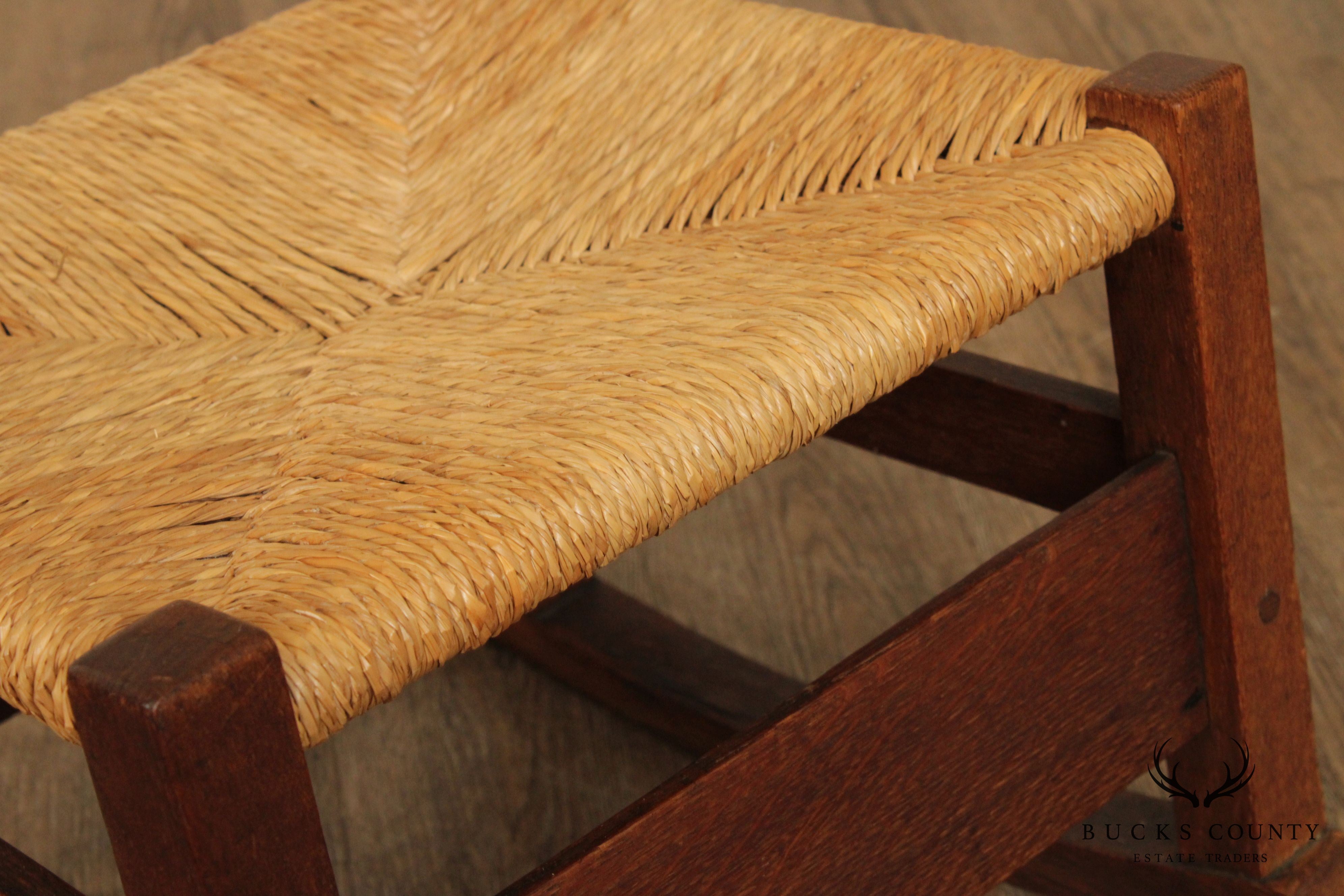 Gustav Stickley Antique Mission Oak Rush Seat Nursing Rocker