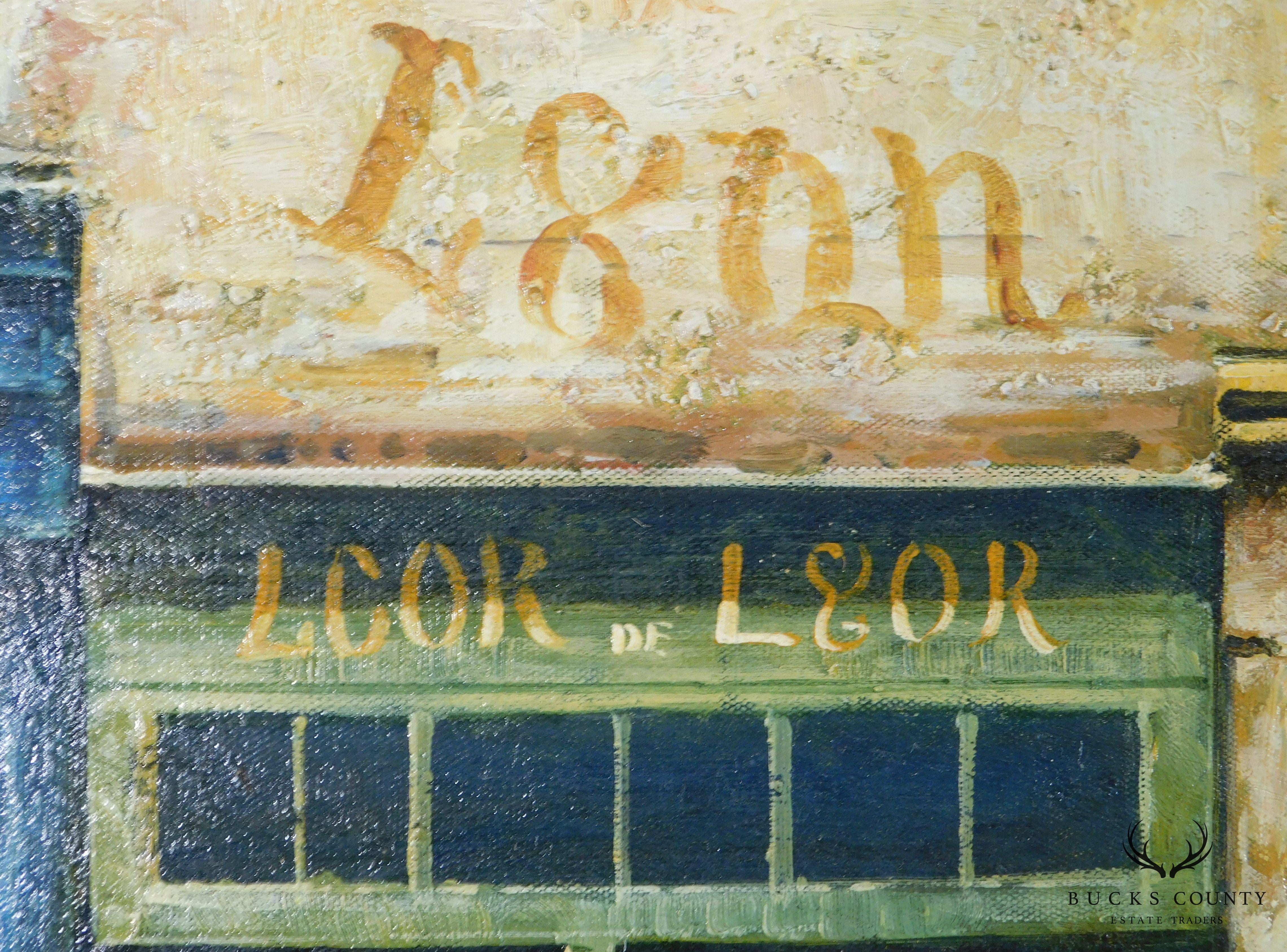 "LCOR DE LGOR" Impasto Oil on Canvas Framed Painting Paris Cafe Street Scene