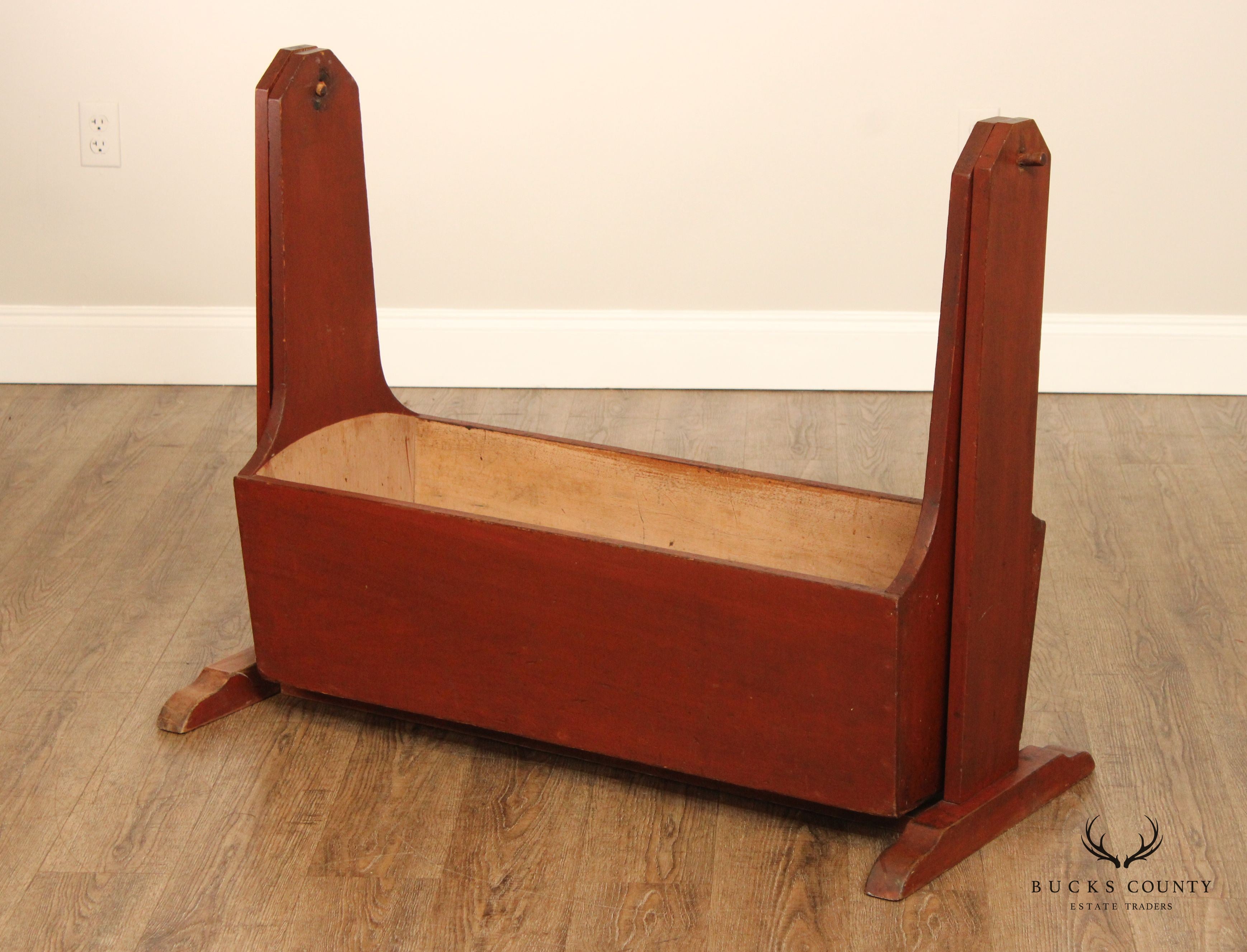 Antique American Red Painted Swing Cradle