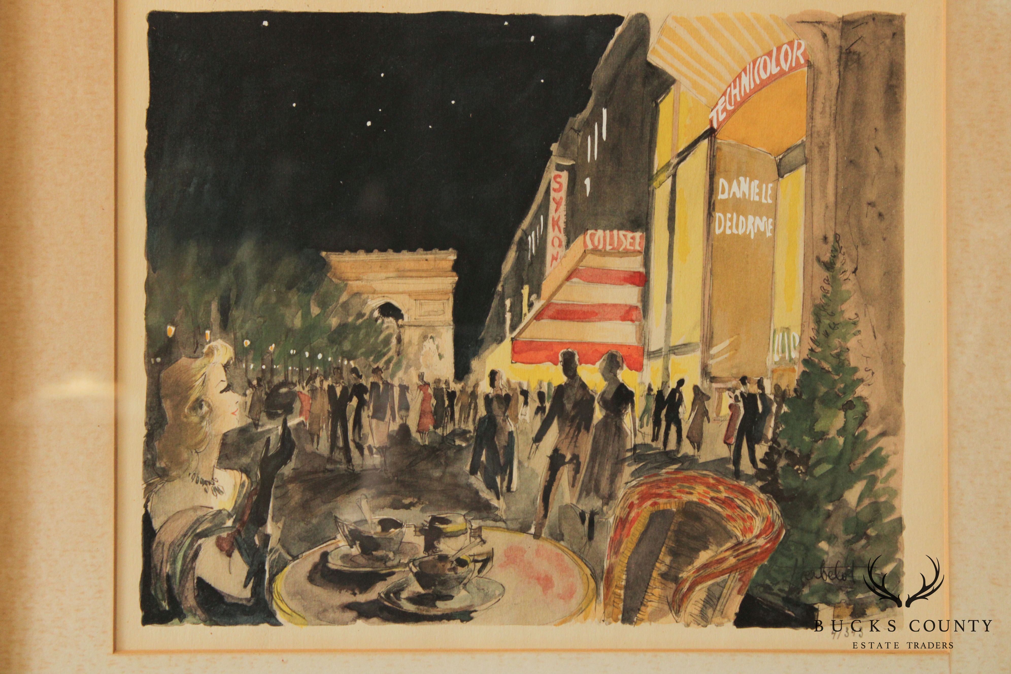 Franz Herbelot Parisian Cinema Bistro Lithograph