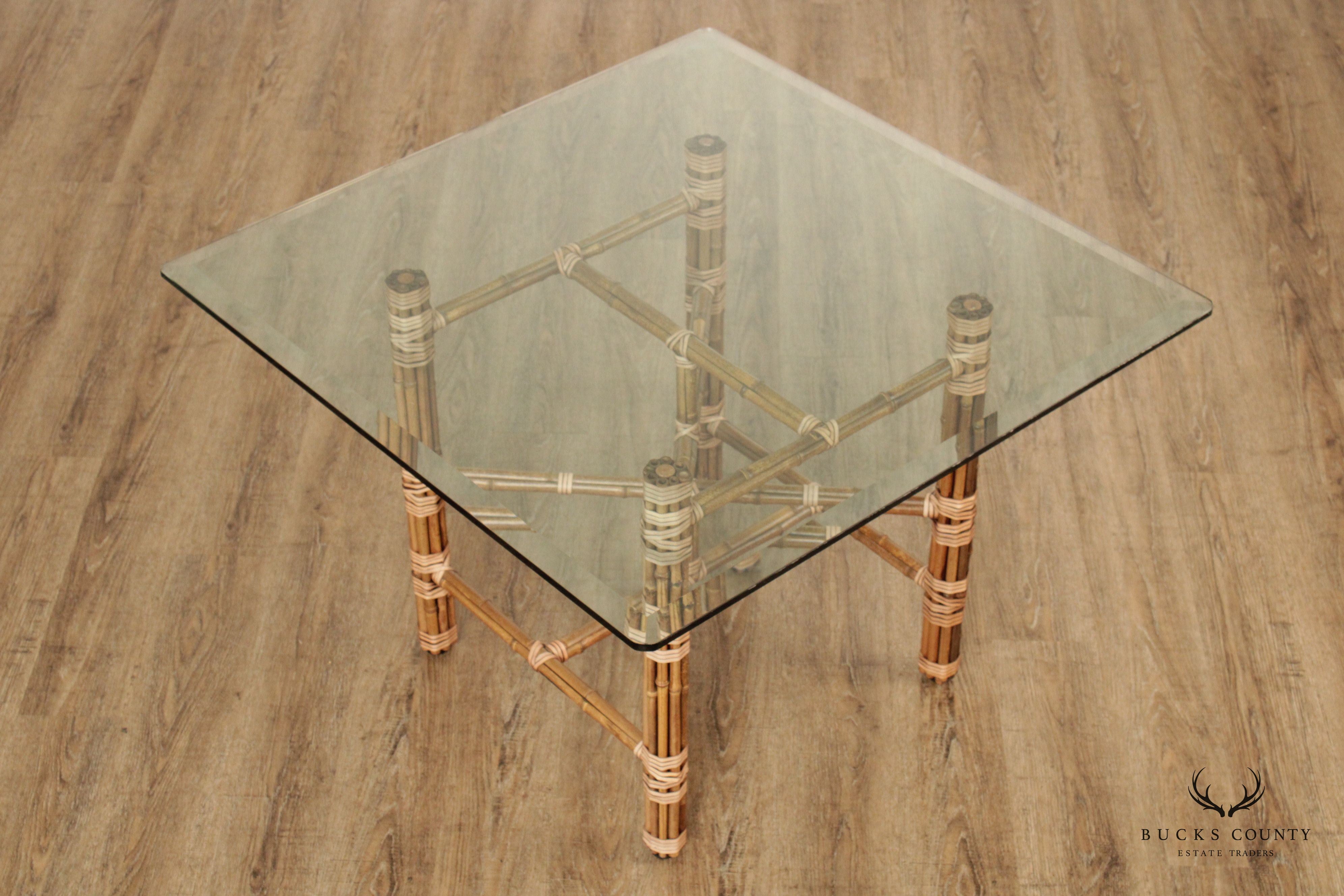 McGuire Bamboo and Glass Top Dining Table