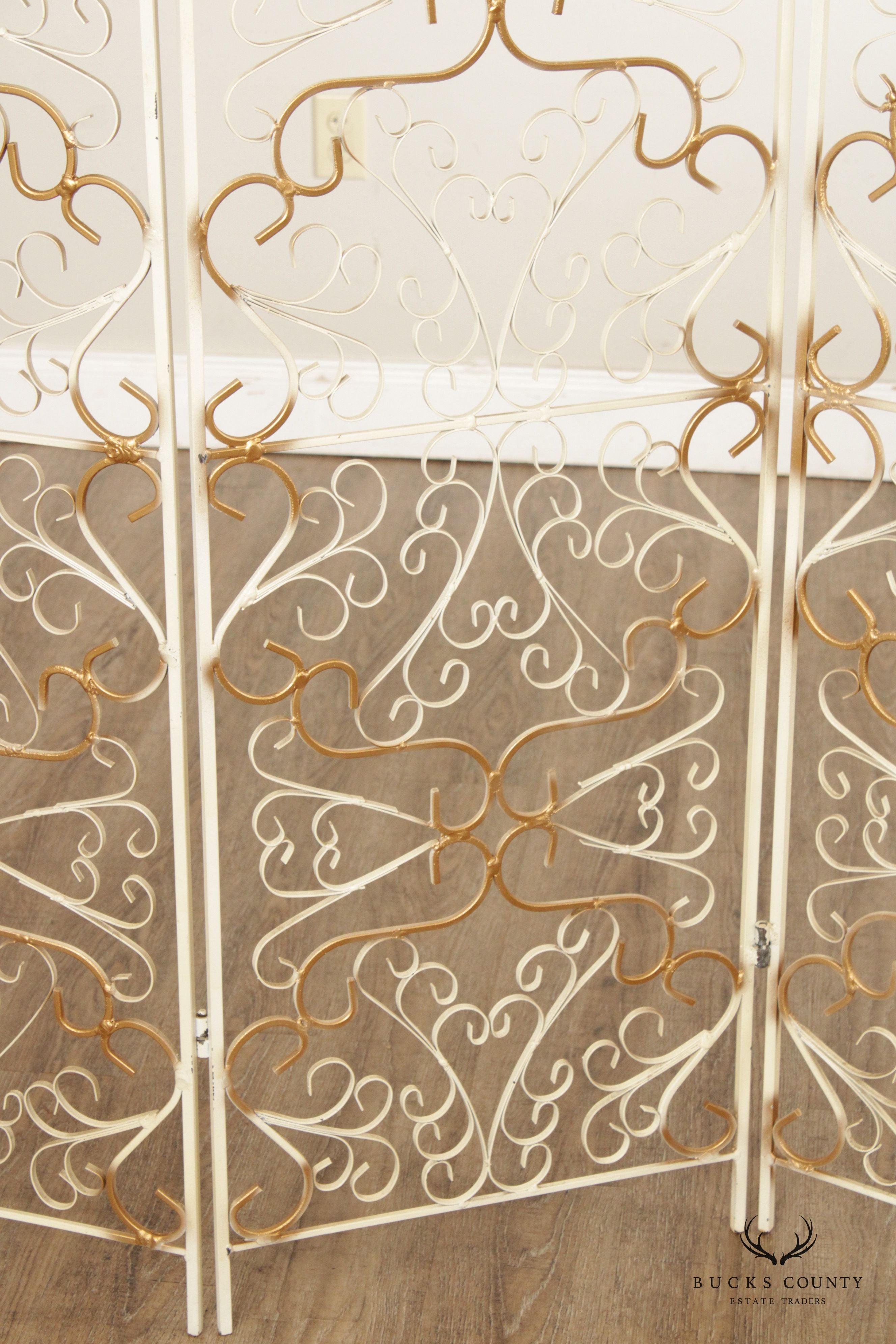 Mid Century Wrought Iron Three-Panel Folding Screen