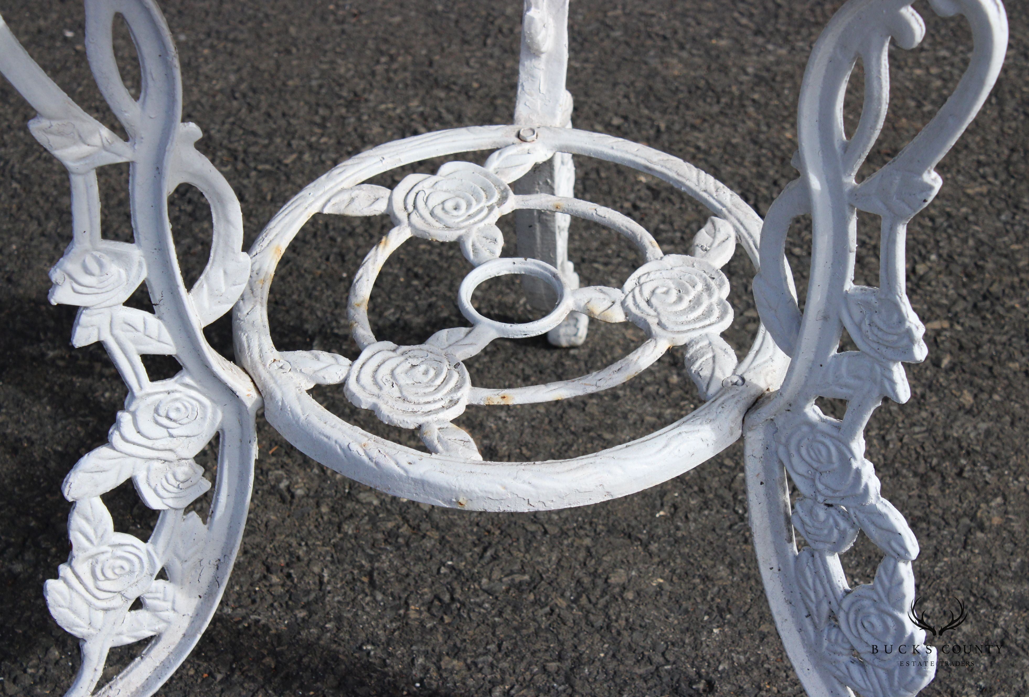 Vintage Rose Pattern Cast Iron 3-Piece Outdoor Patio Bistro Set