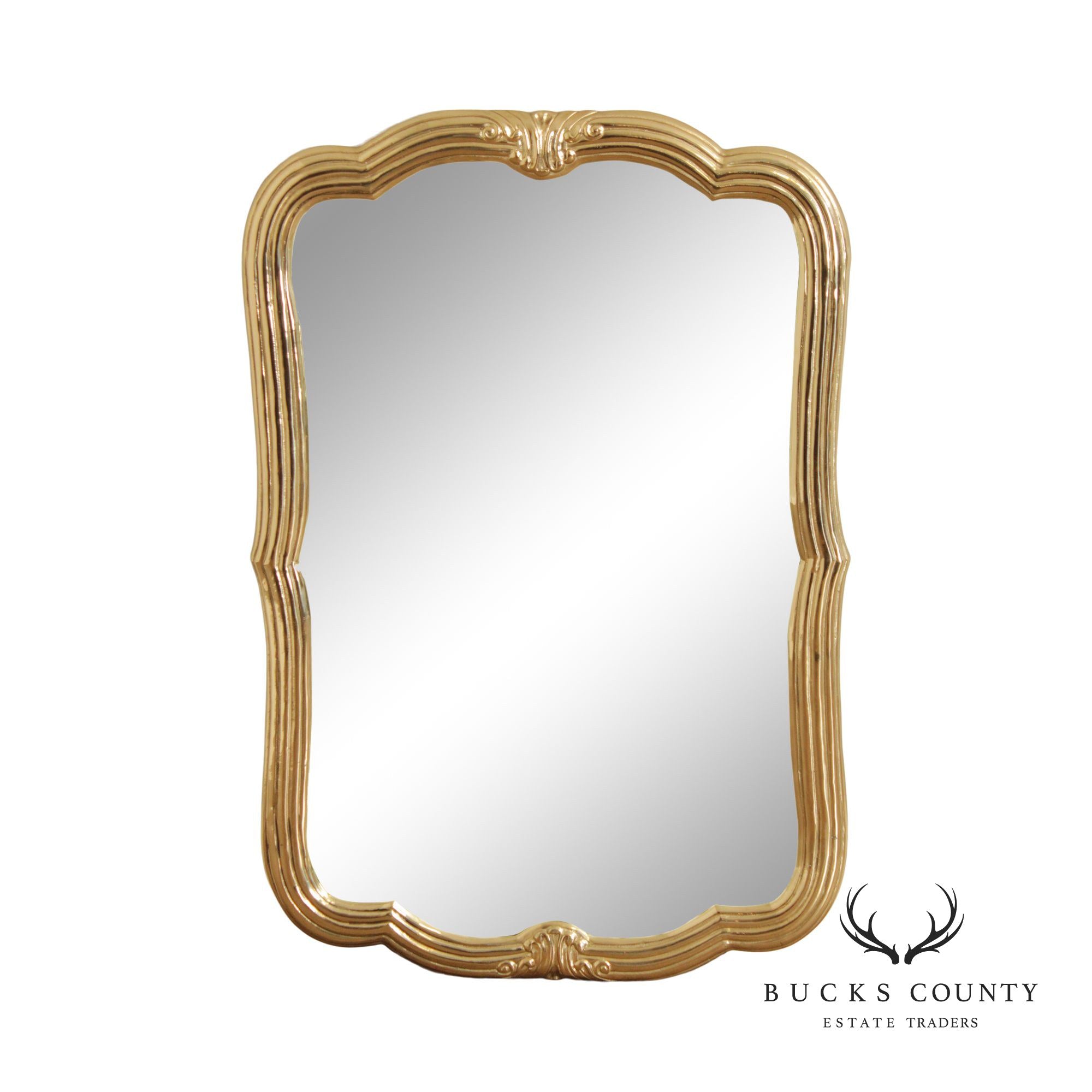 Decorative Crafts Inc. Hollywood Regency Lacquered Brass Wall Mirror