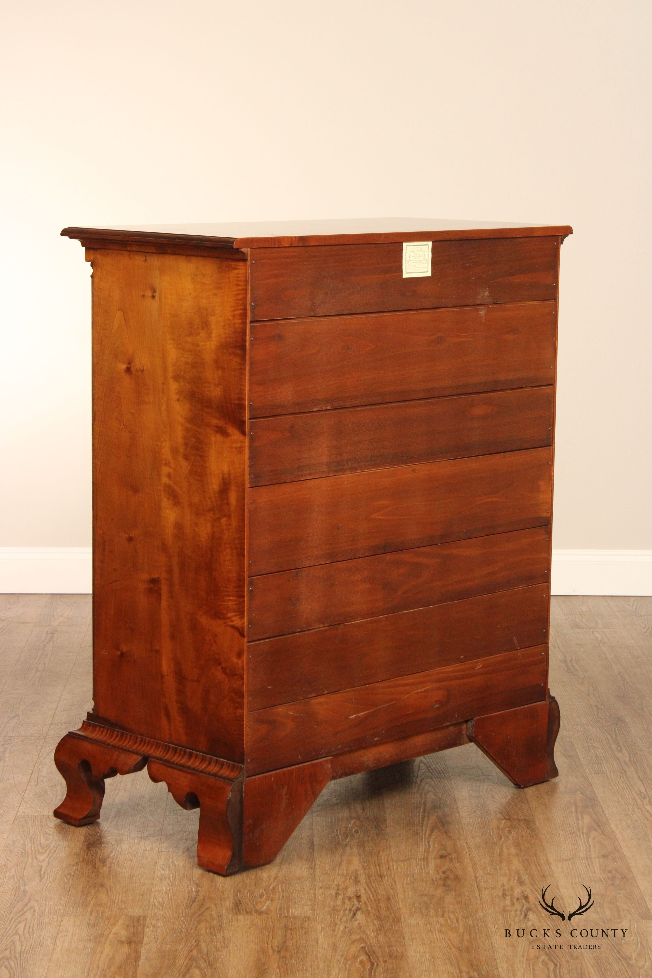 Gregg Perry Tiger Chippendale Style Maple Tall Chest