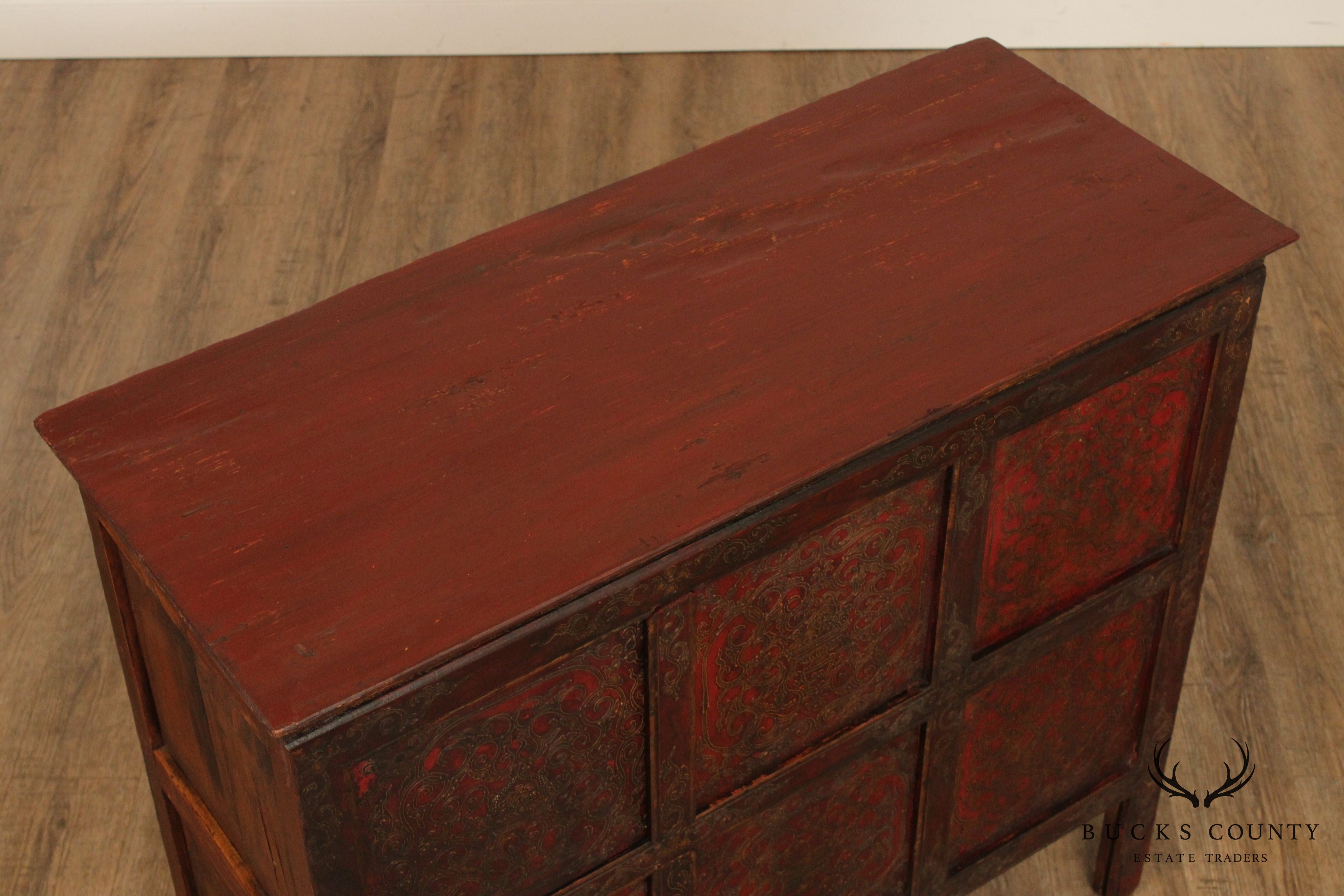 Antique 19th Century Tibetan Hand Painted Cabinet