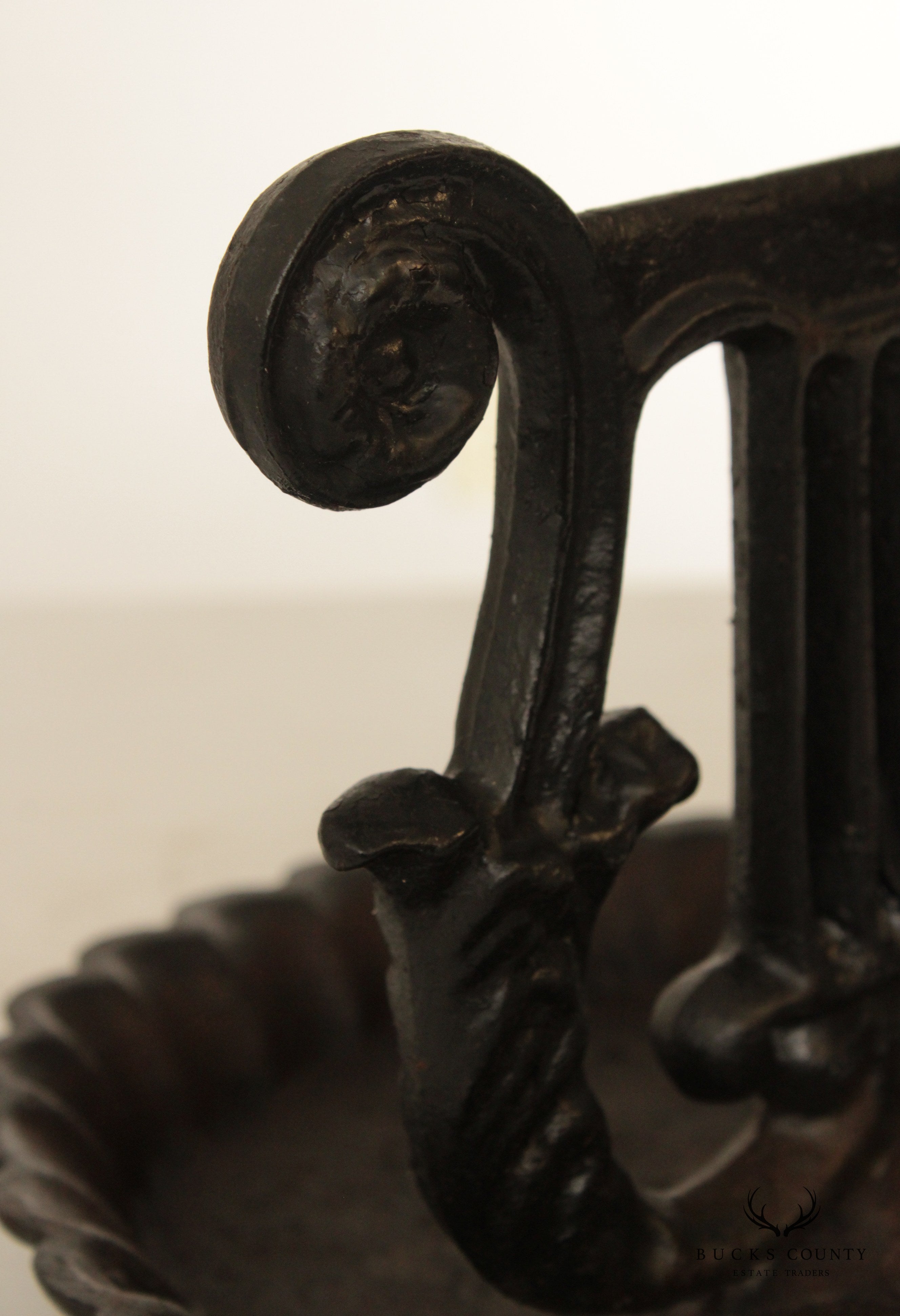 Antique Painted Cast Iron Lyre Form Boot Scraper