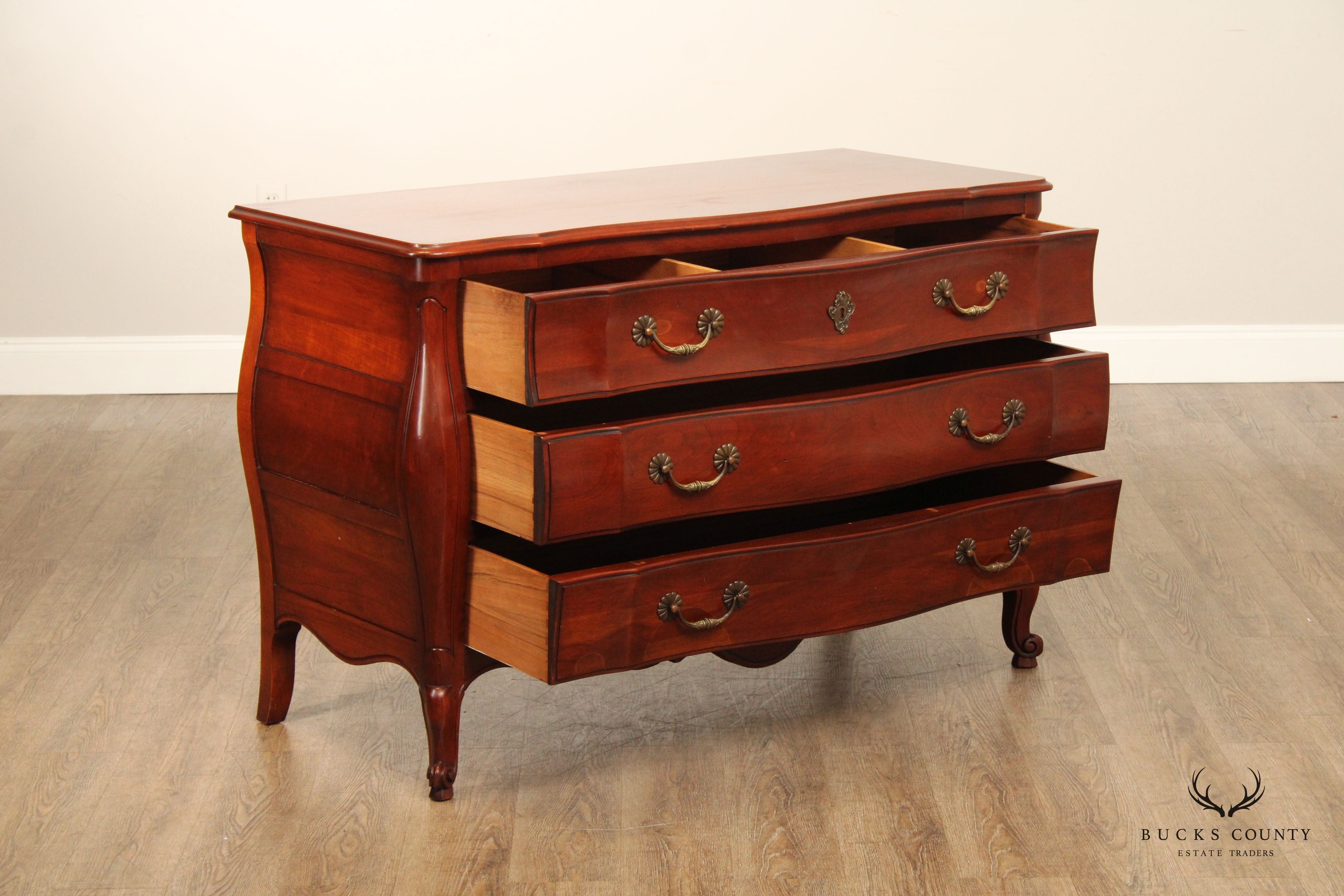 Widdicomb Vintage French Louis XV Style Cherry Bombe Chest Of Drawers