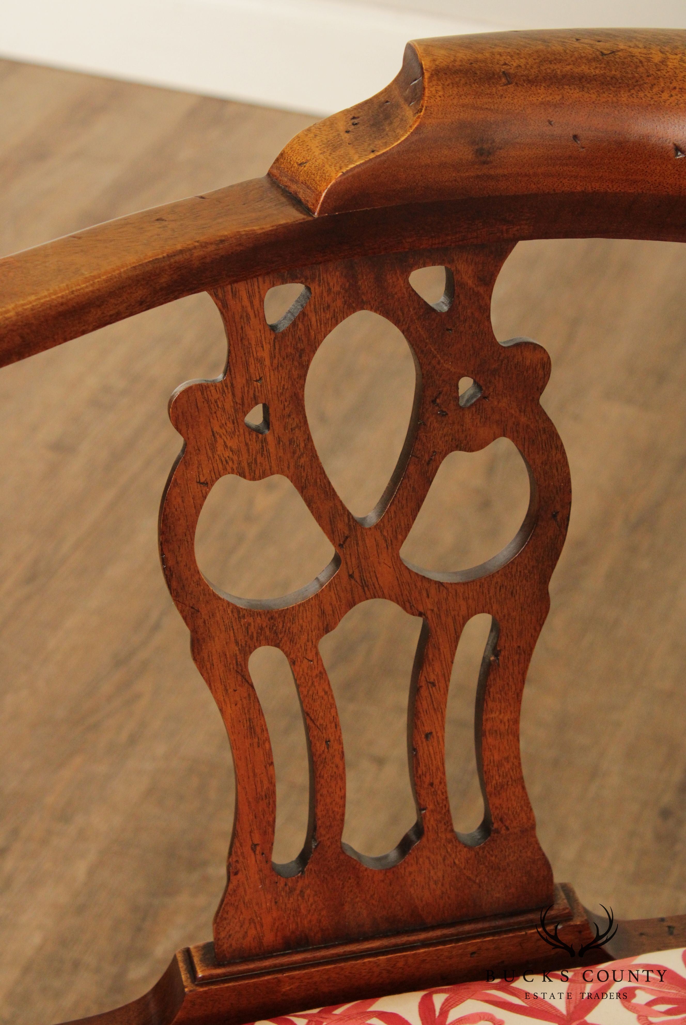 Chippendale Style Vintage Mahogany Corner Chair